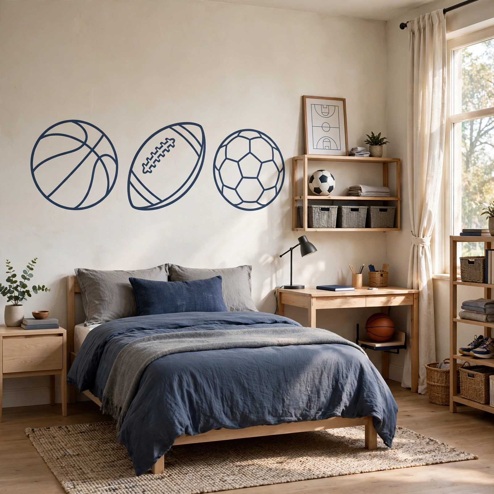 2. Sports-Themed Wall Decal for Boys Bedroom Ideas