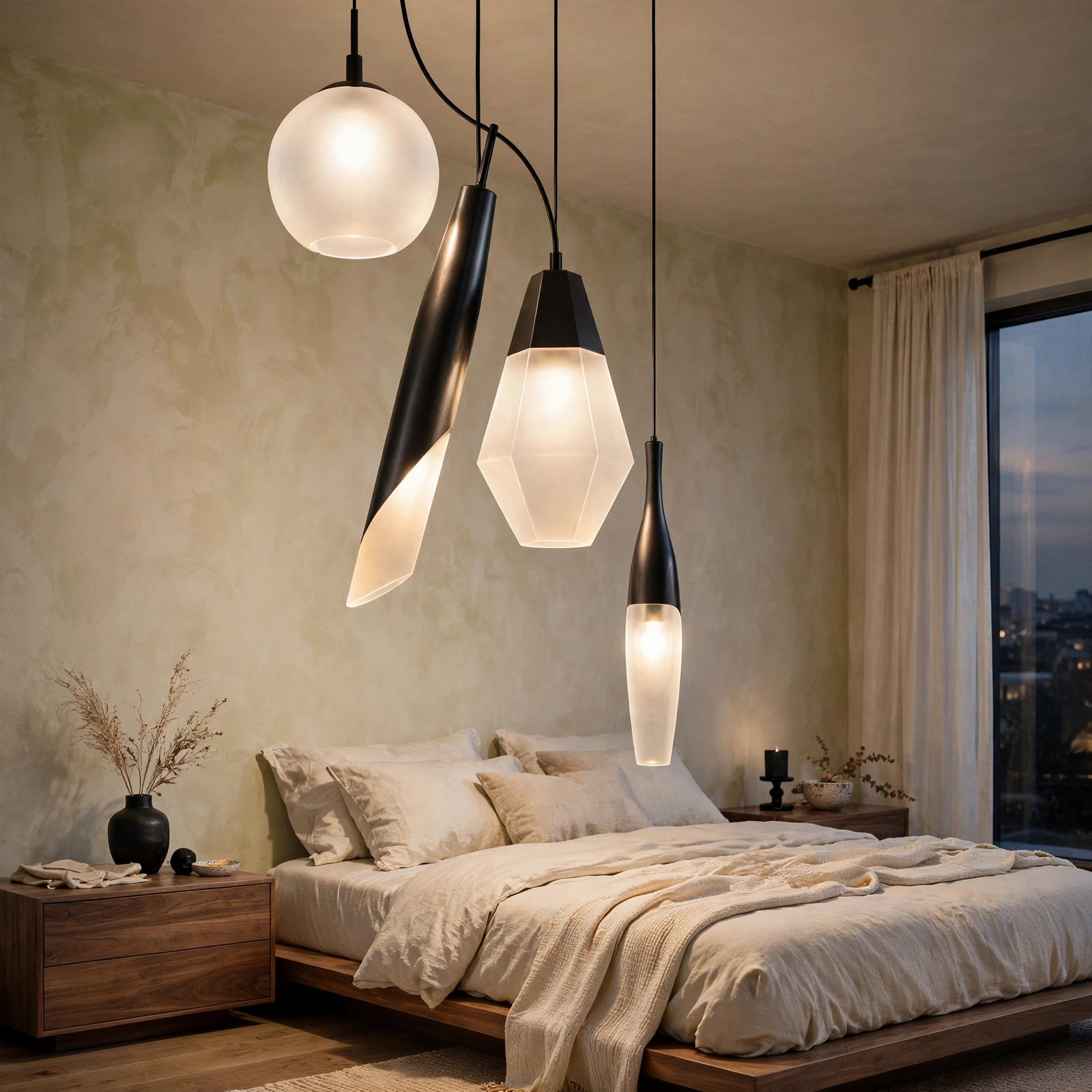 15. Statement Pendant Cluster for Modern Bedroom