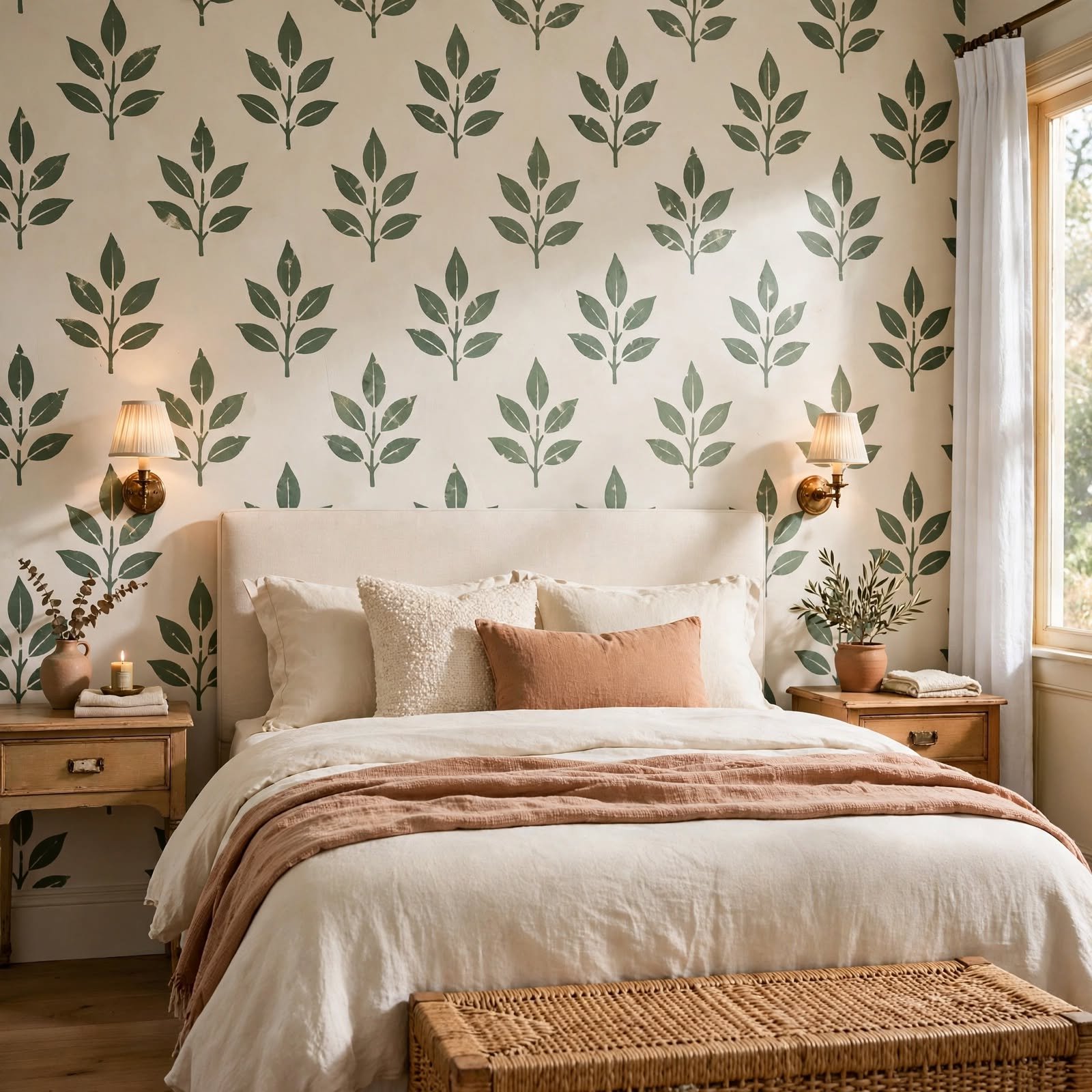 3. Stenciled Accent Pattern for DIY Wall Decor