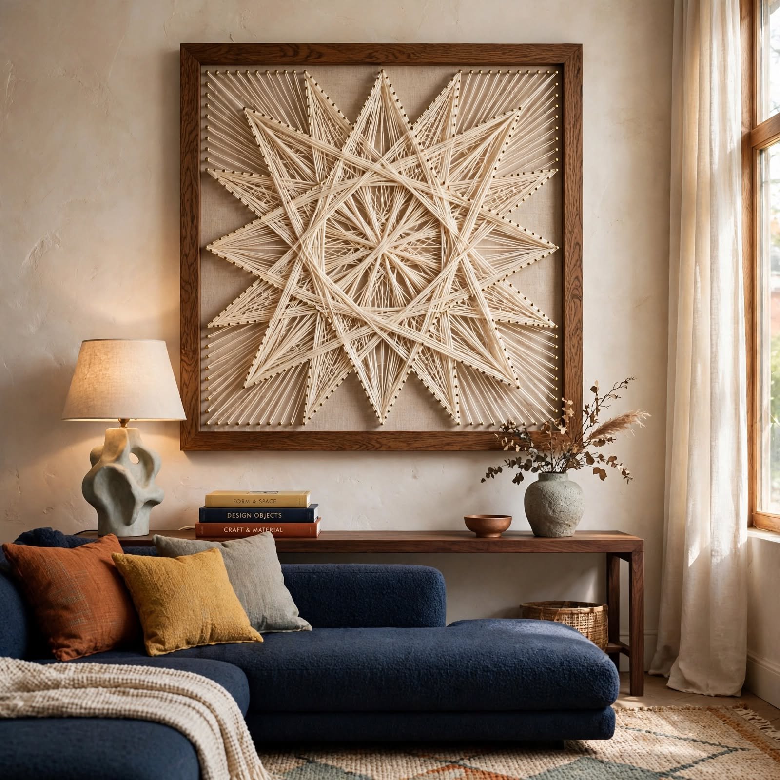 7. String Art Nail Pattern for Wall Decor DIY
