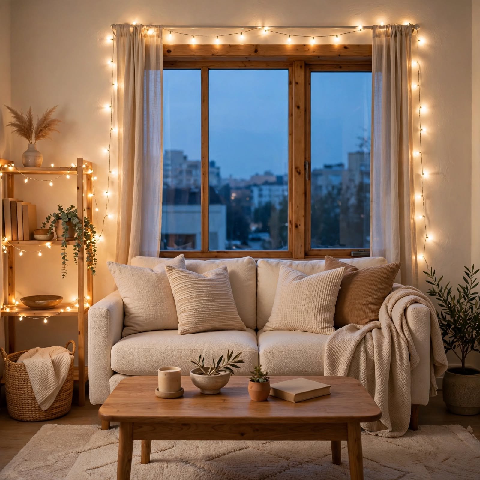 10. String Light Accent for Cozy Apartment