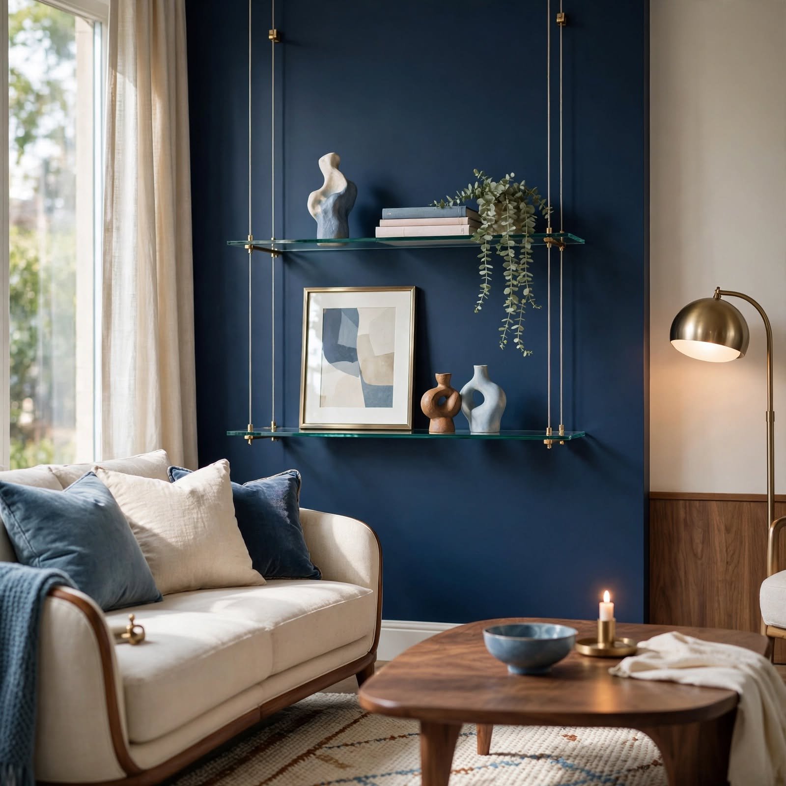 10. Suspended Glass Shelf Display for Wall Decor Ideas