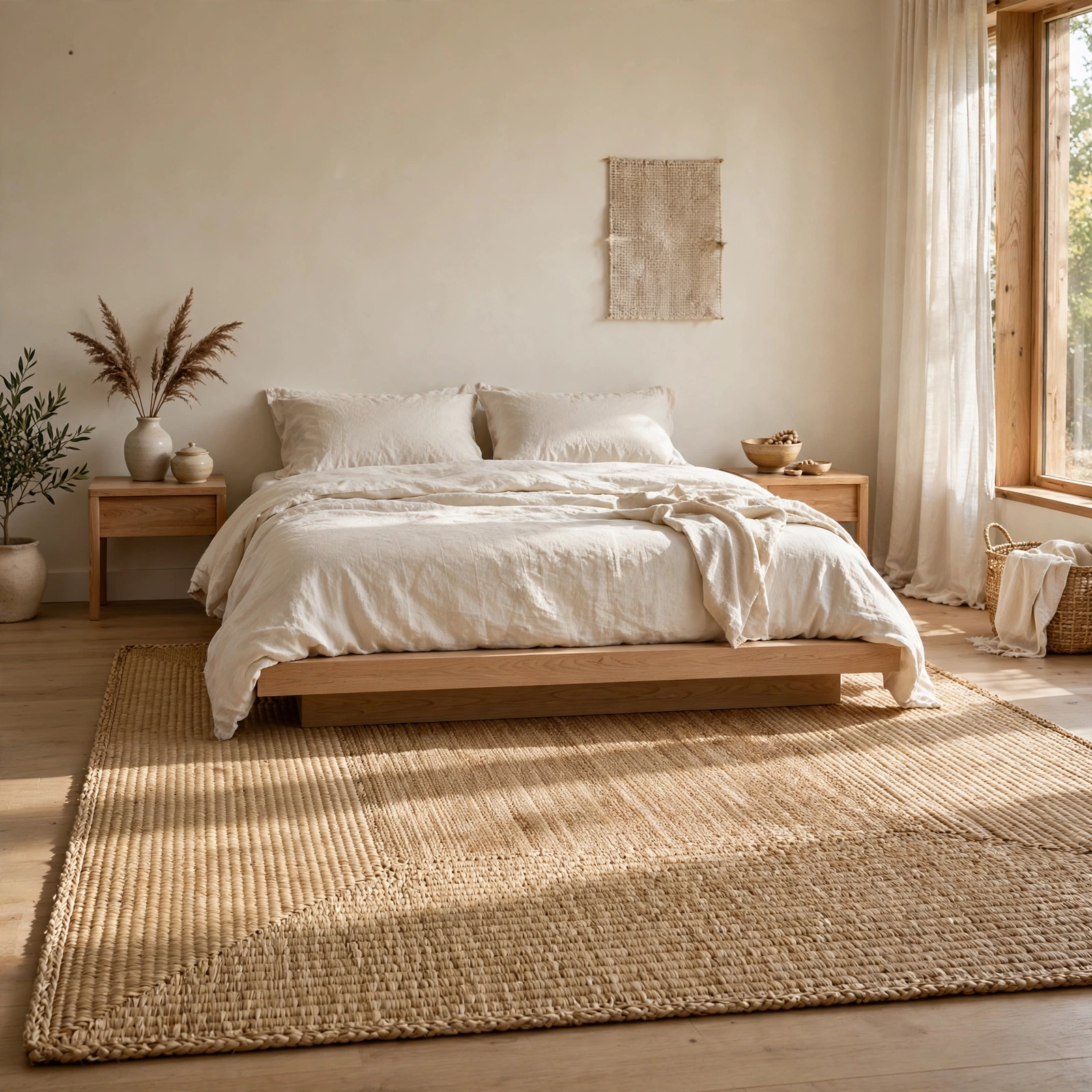 6. Tatami-Inspired Floor Mat for Japandi Bedroom