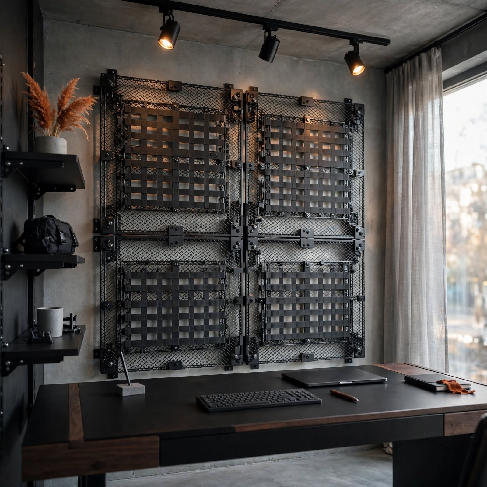 13. Techwear Industrial Mesh Panel for Wall Decor Aesthetic
