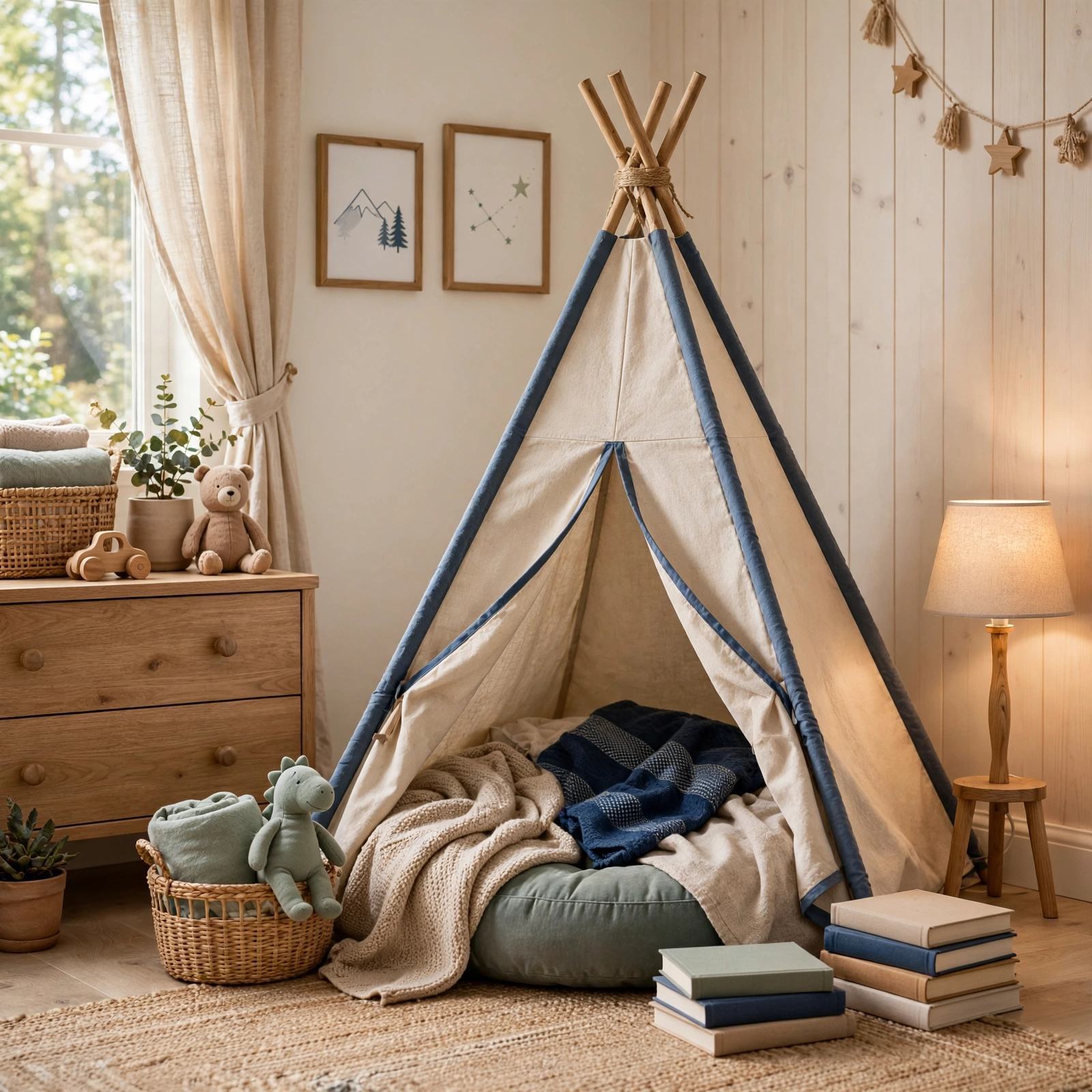 13. Tent Canopy Reading Corner for Boys Bedroom Ideas