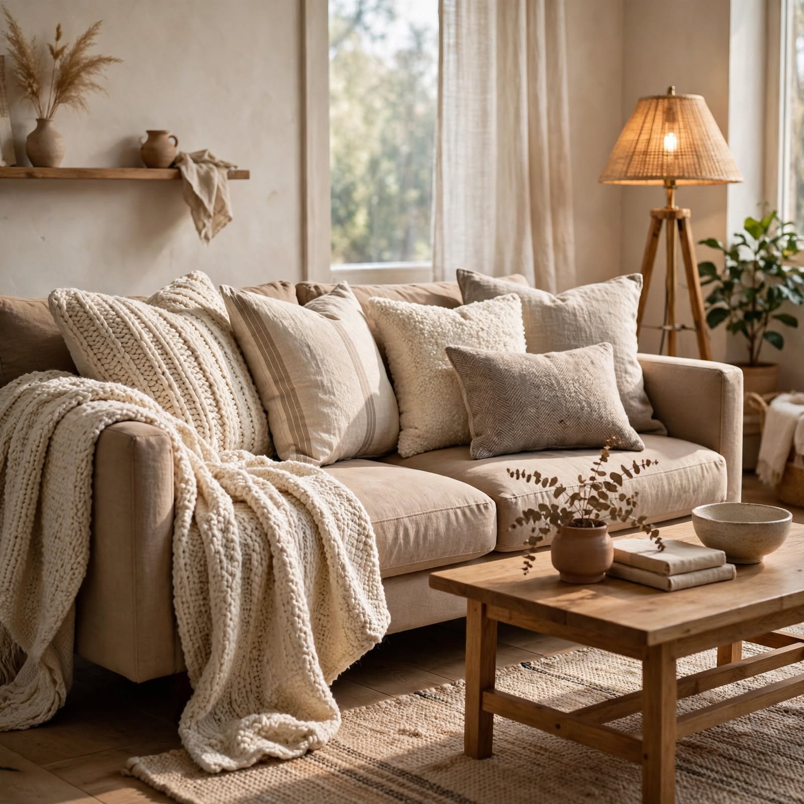 7. Textile Layering on Sofa for Apartment Decor Inspiration
