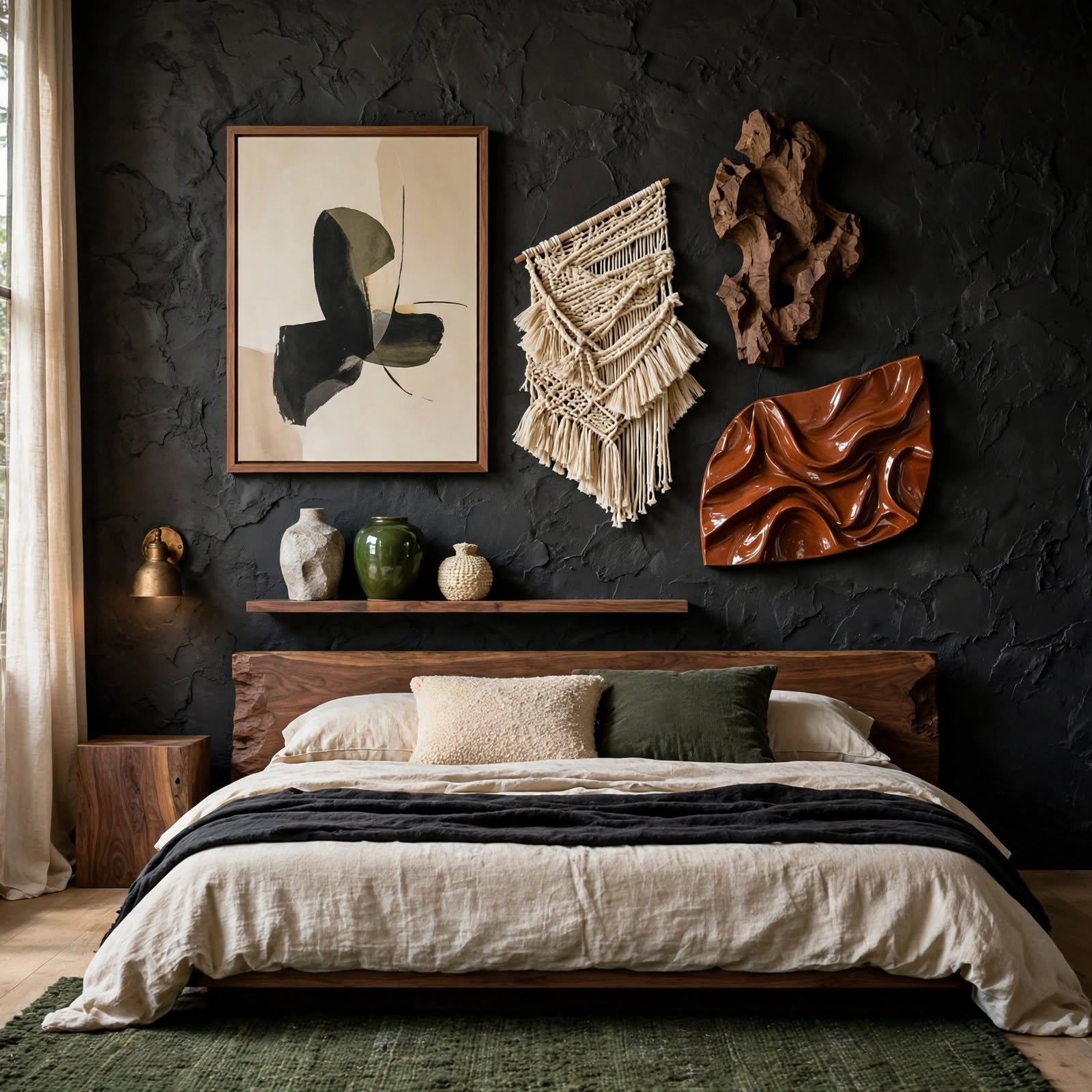 11. Textural Contrast Pairing for Wall Decor Design