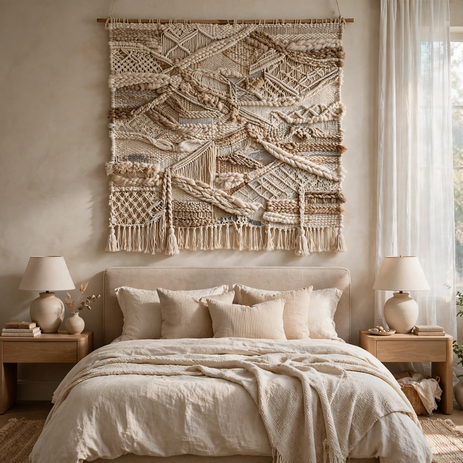 13. Textured Wall Tapestry for Bedroom Decor