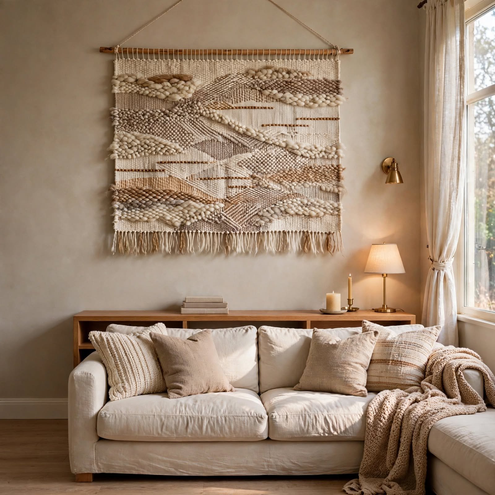 14. Textured Wool Wall Hanging for Cozy Apartment