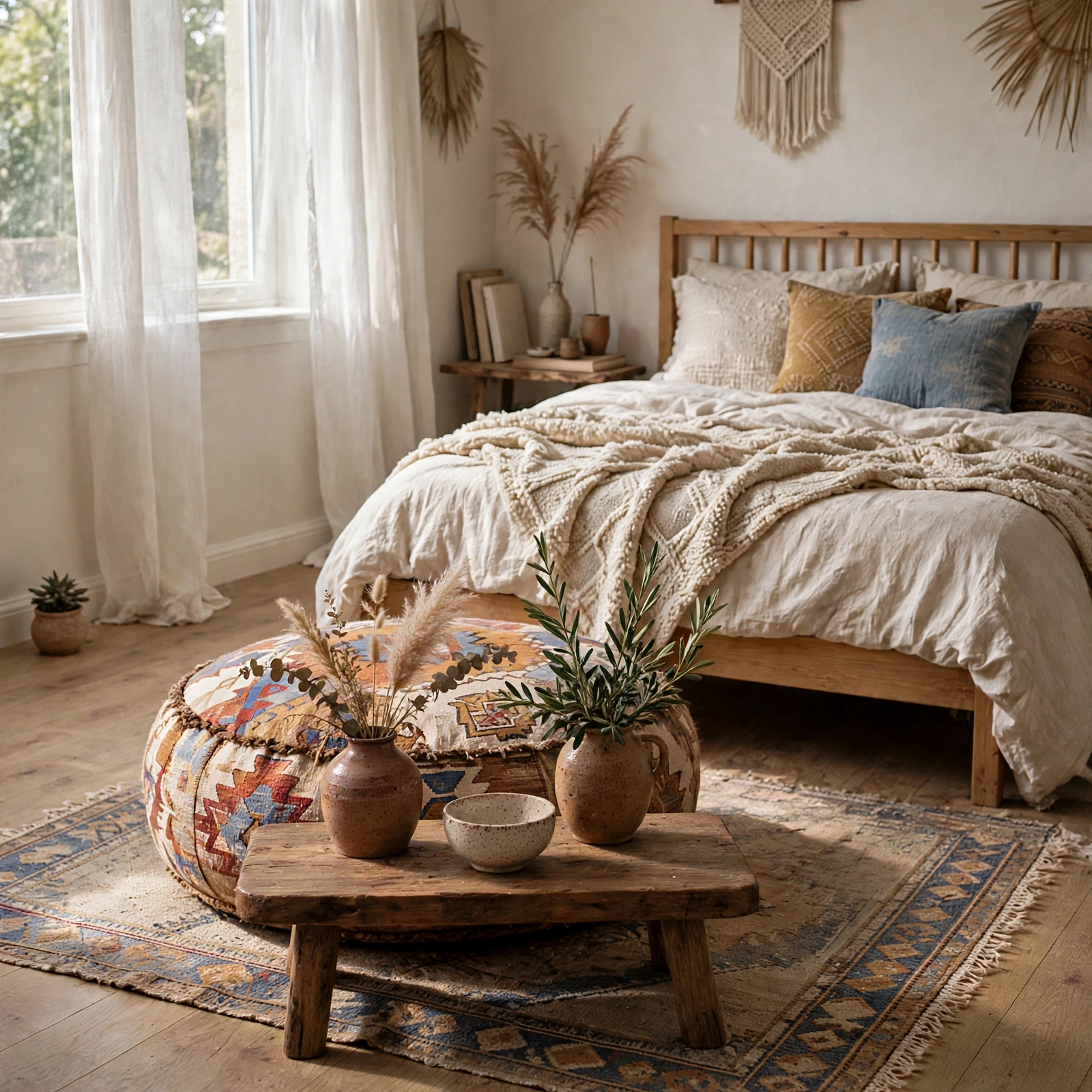 9. Turkish Floor Pouf for a Boho Bedroom