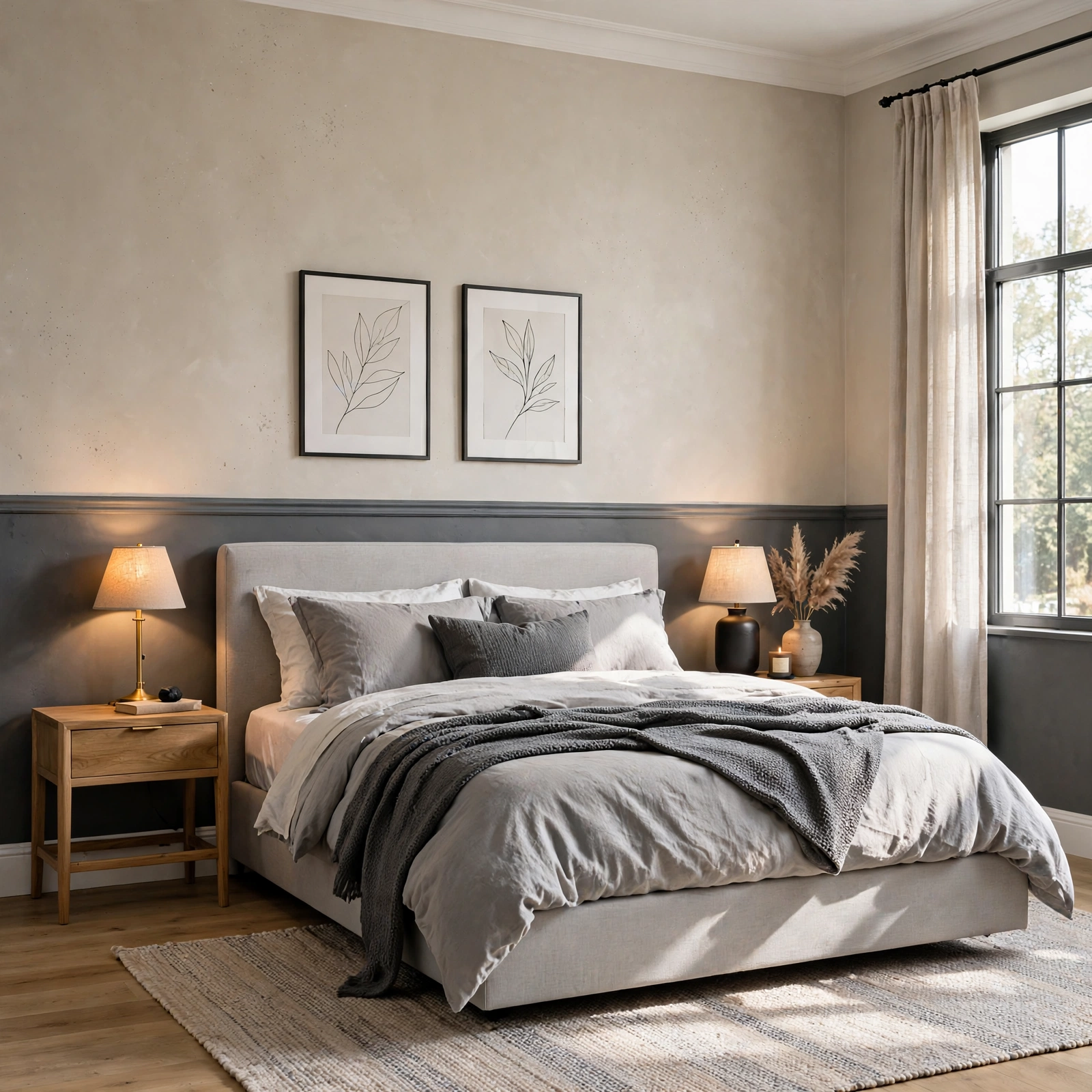8. Two-Tone Grey Paint Scheme for Grey Bedroom Ideas