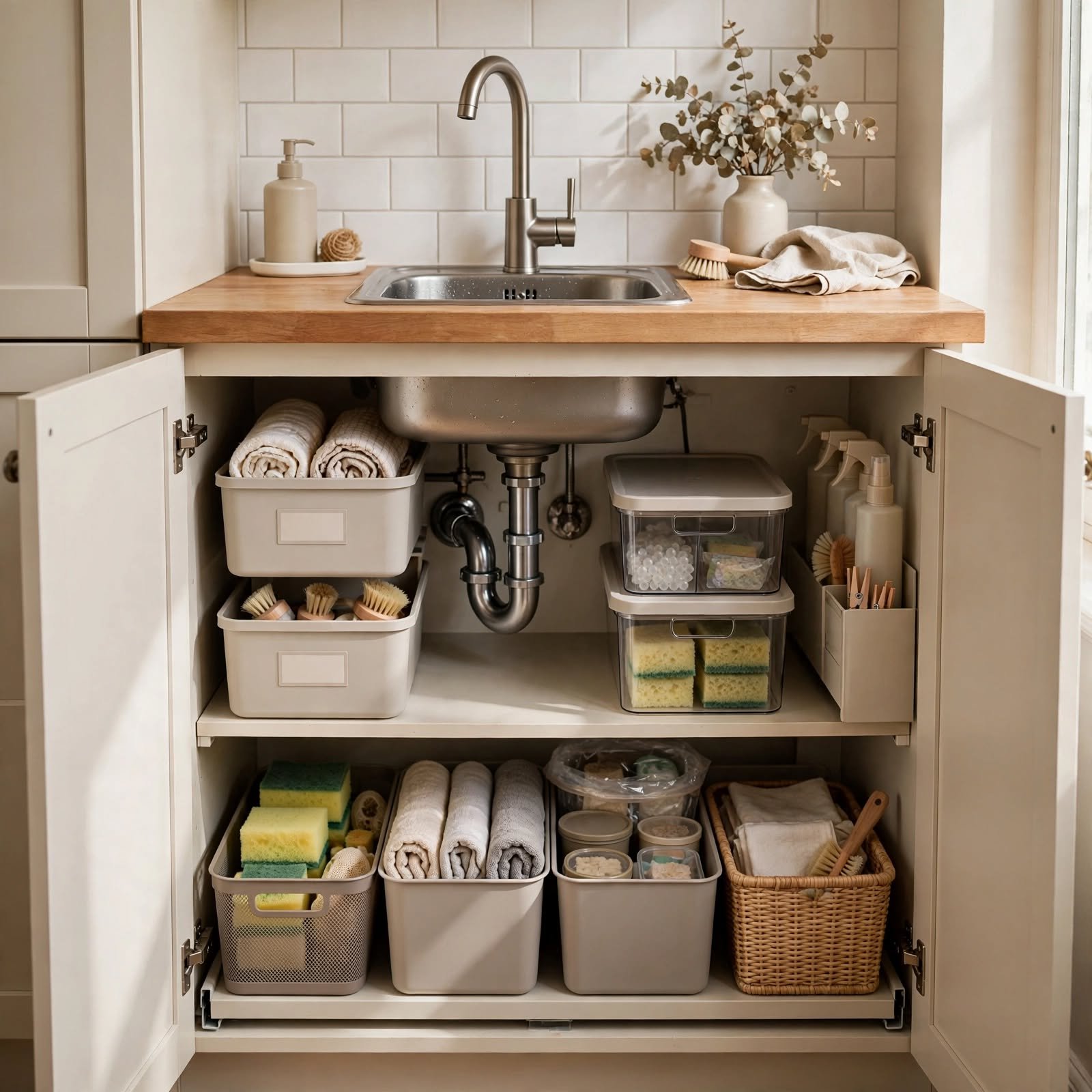 13. Under-Sink Storage Bins for Small Apartment Living