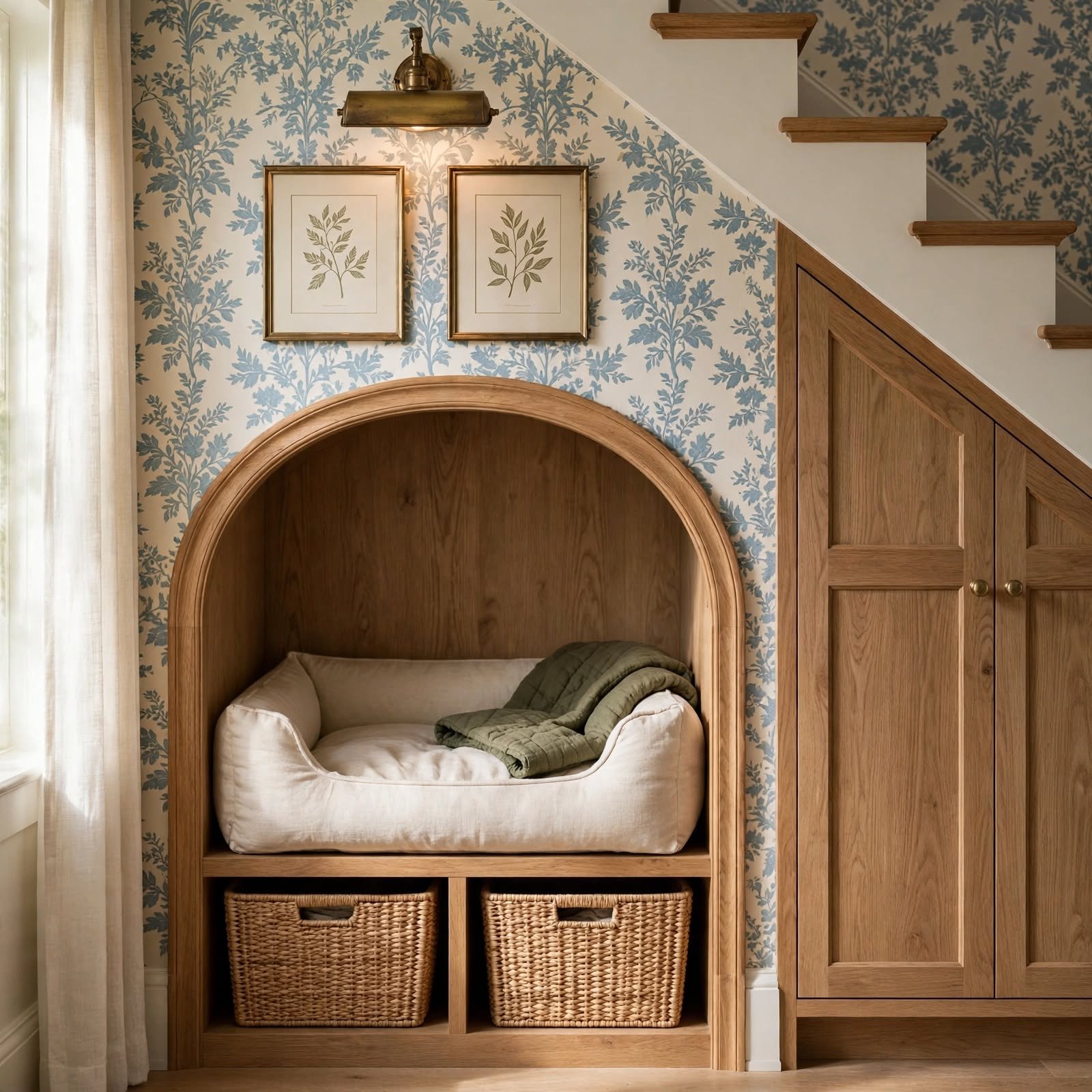 14. Under-Stair Pet Nook Display for Staircase Wall Decor