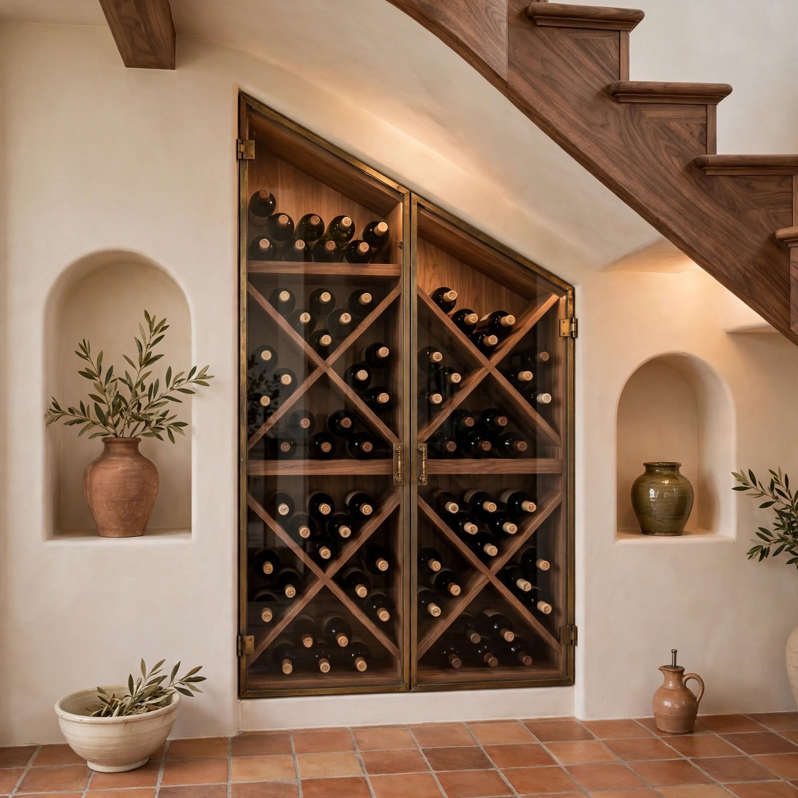 5. Under-Stair Wine Storage Display for Staircase Wall Decor