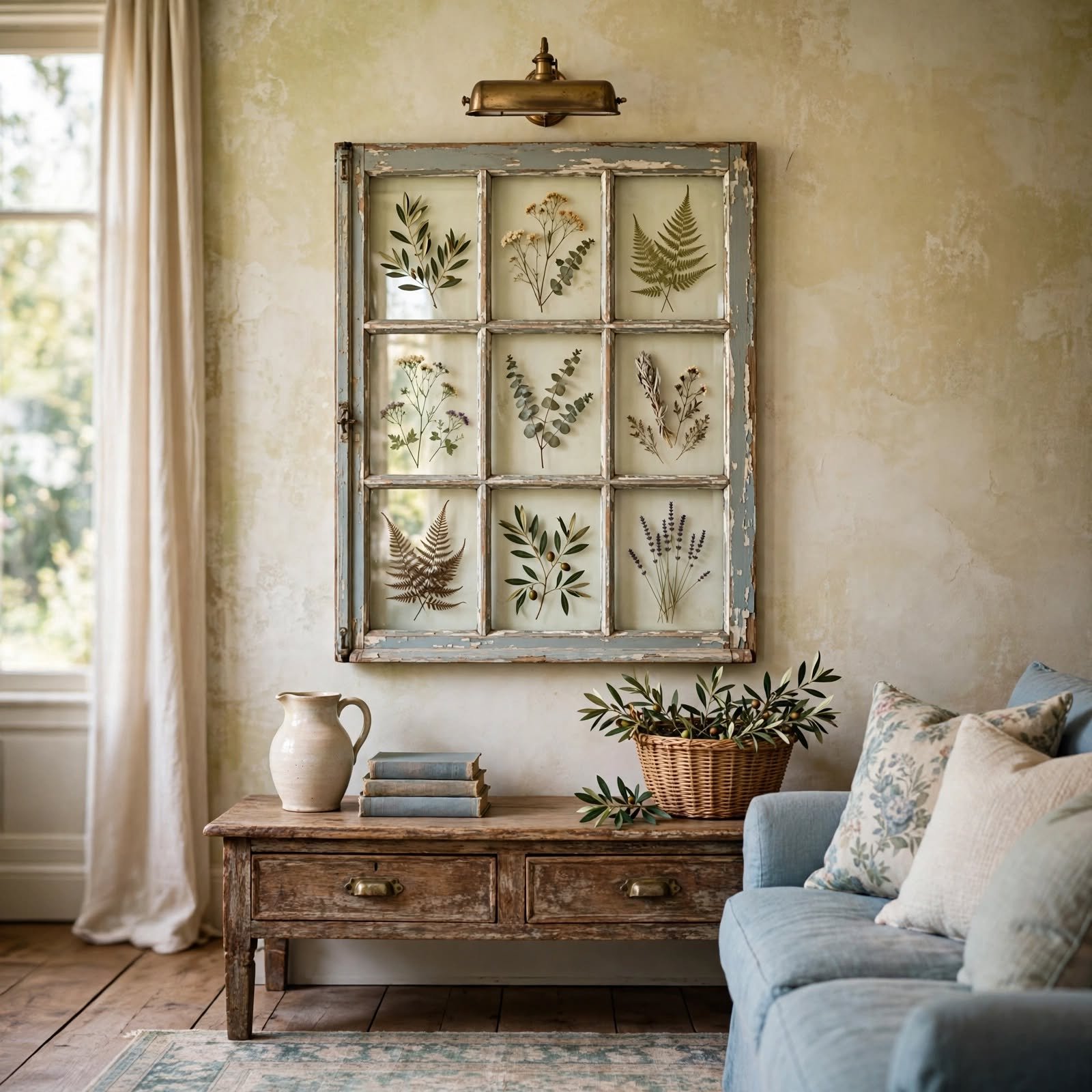 17. Upcycled Window Frame Art for DIY Wall Decor