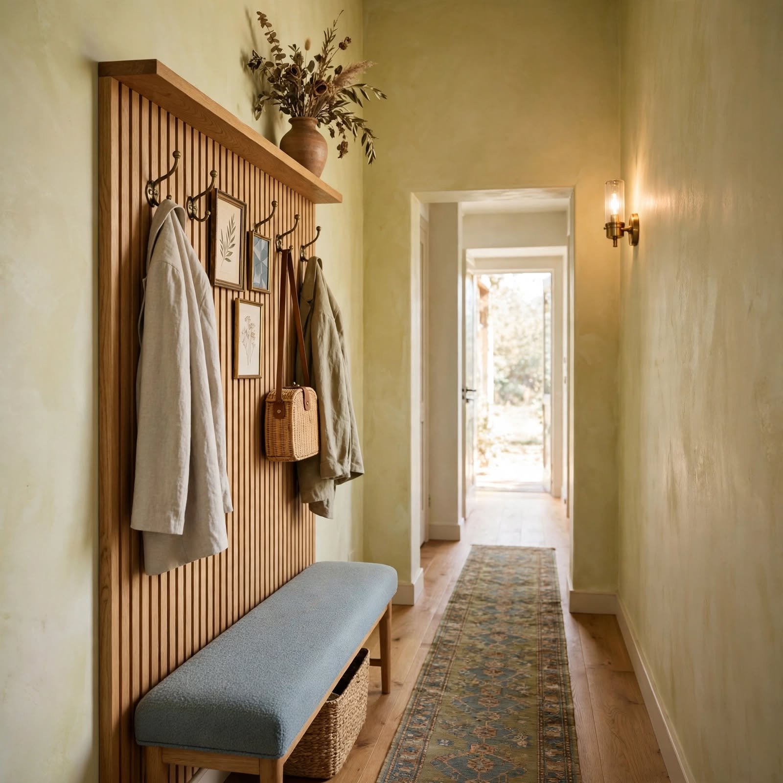 3. Vertical Coat Hook Art Rail for Hallway Wall Decor Ideas