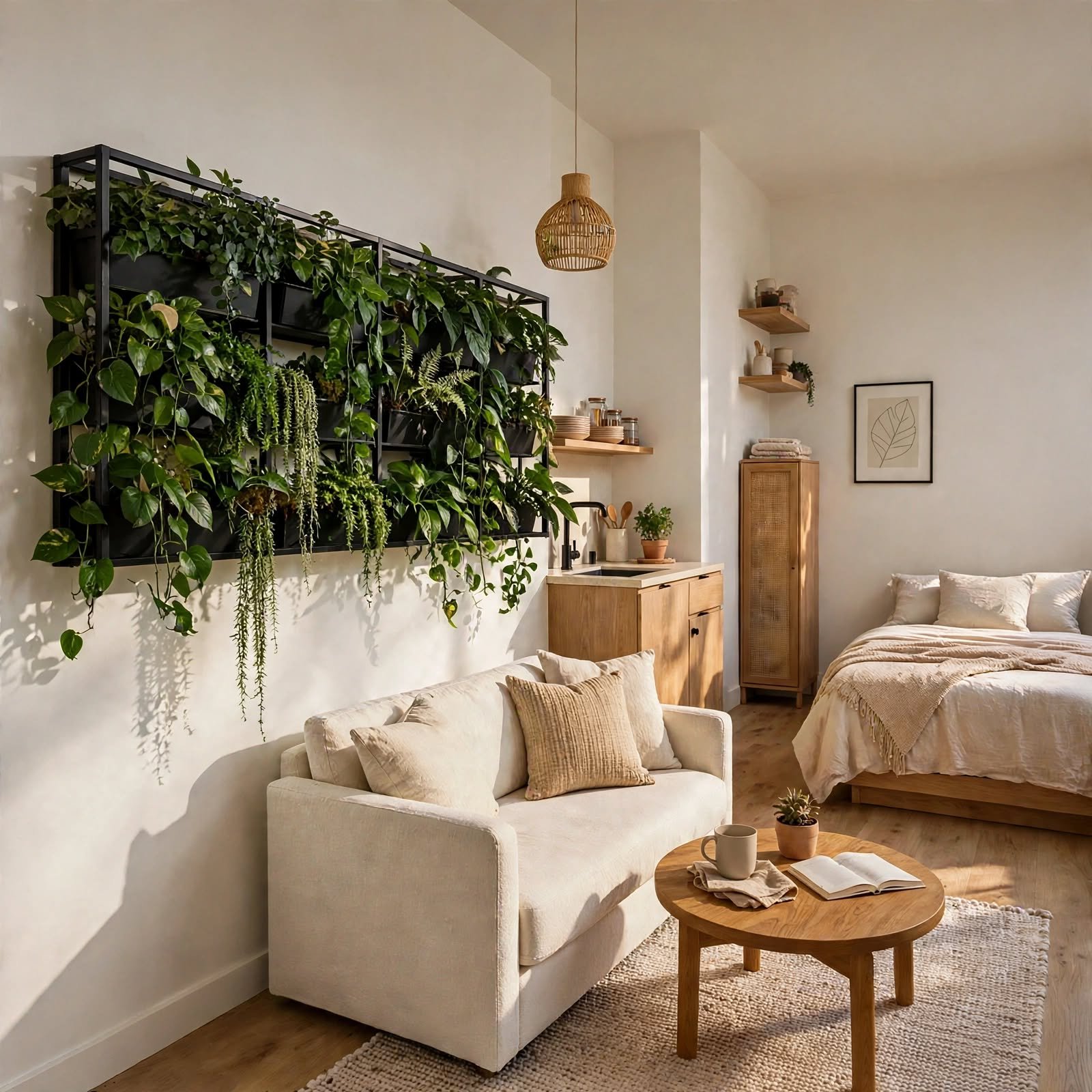 17. Vertical Garden Wall for Studio Apartment