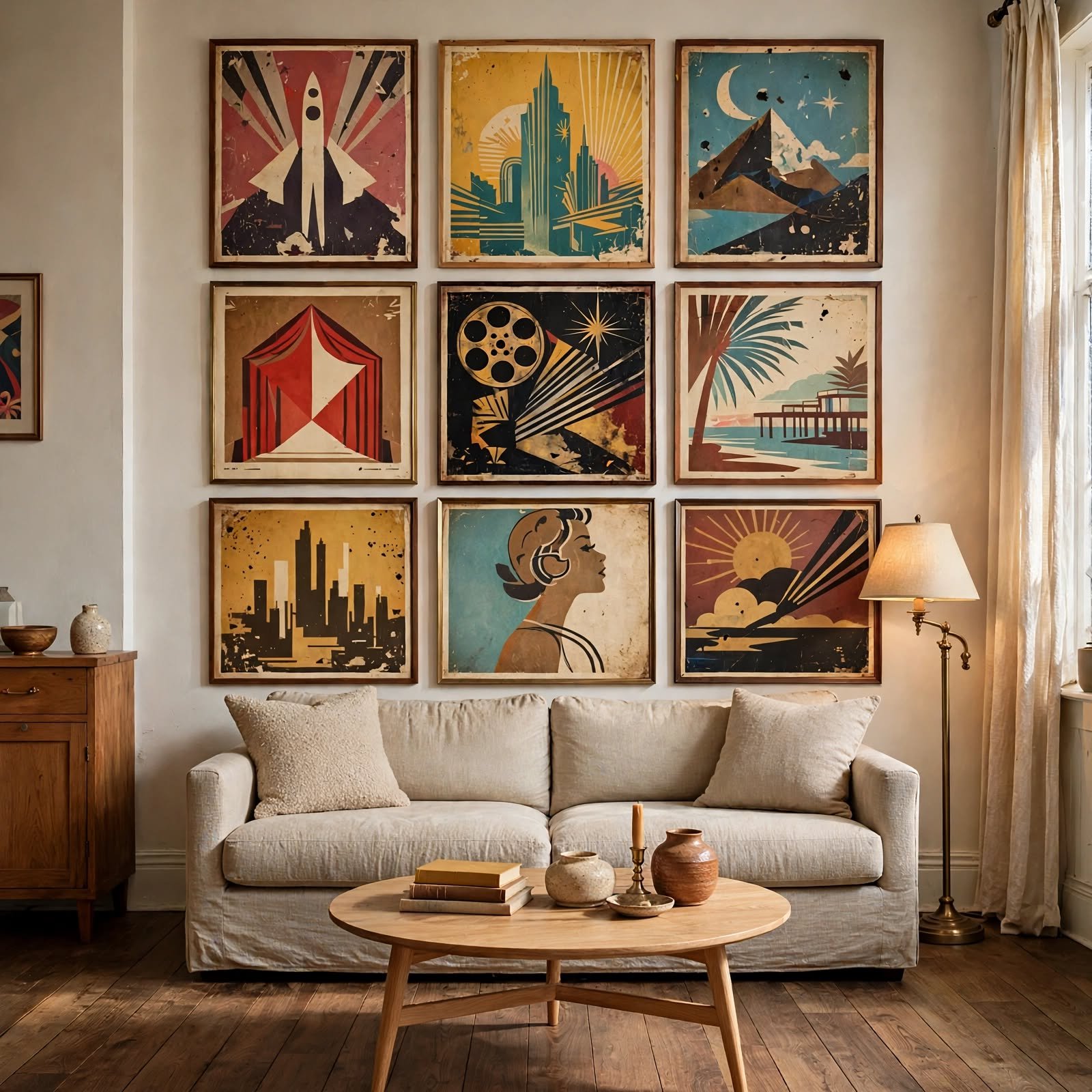 11. Vintage Cinema Poster Wall for Apartment Aesthetic Ideas