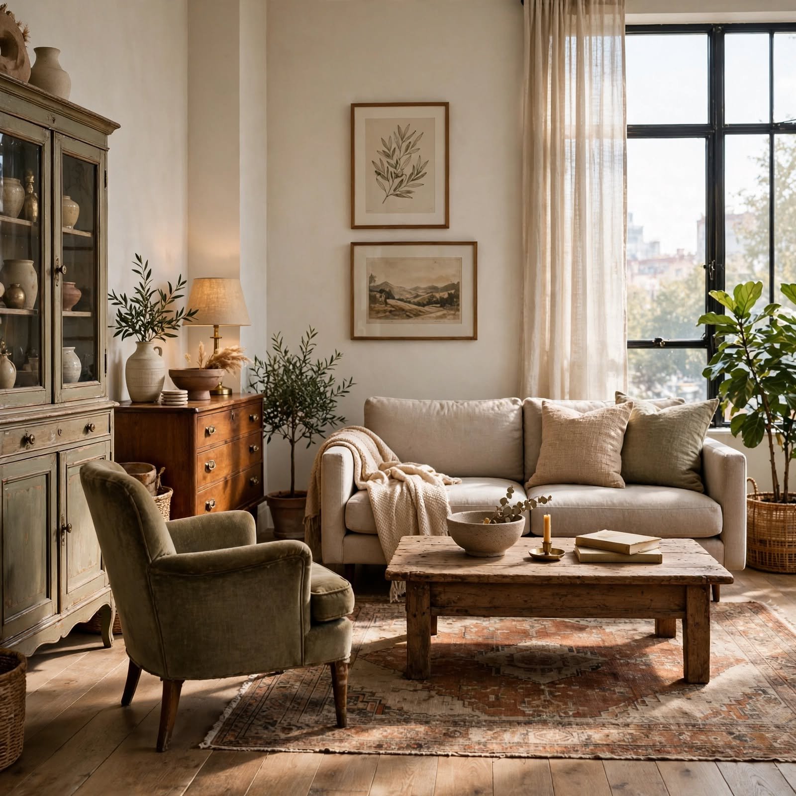 7. Vintage Furniture Mix for Apartment Inspiration