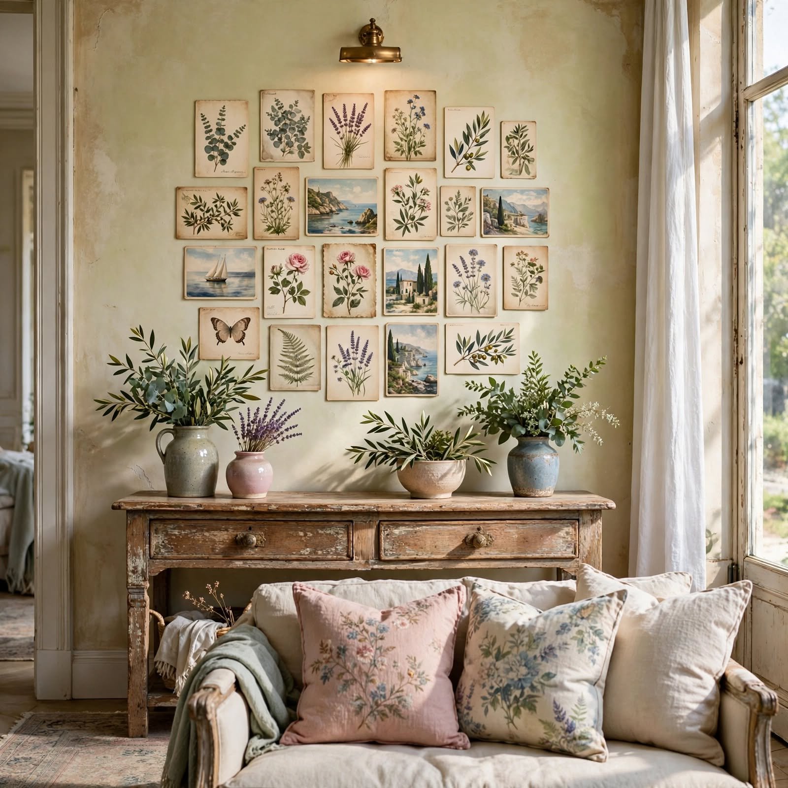 9. Vintage Postcard Collage for Wall Decor Ideas