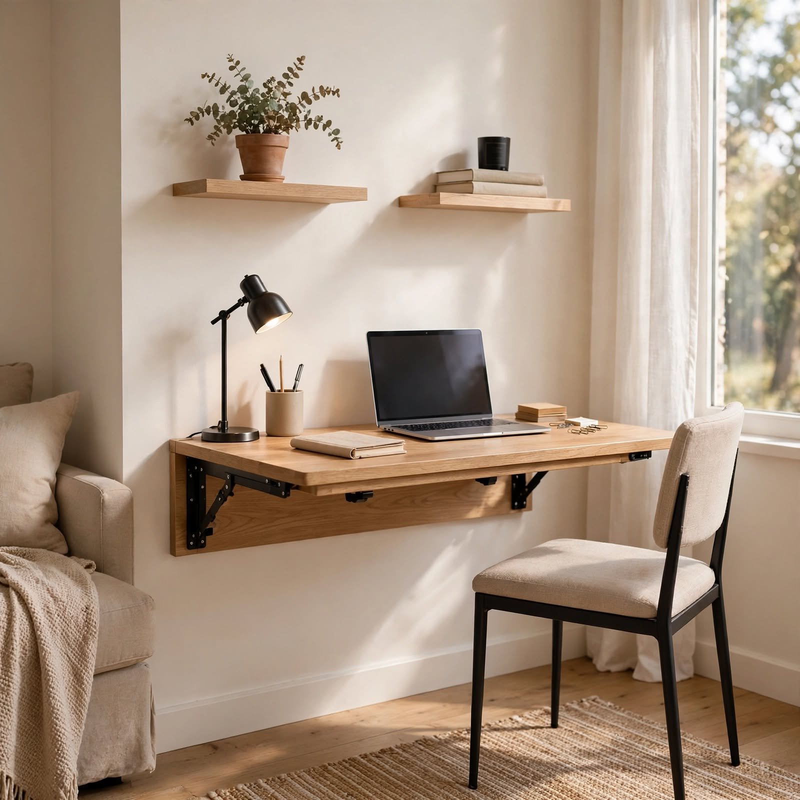 2. Wall-Mounted Fold-Down Desk for Apartment