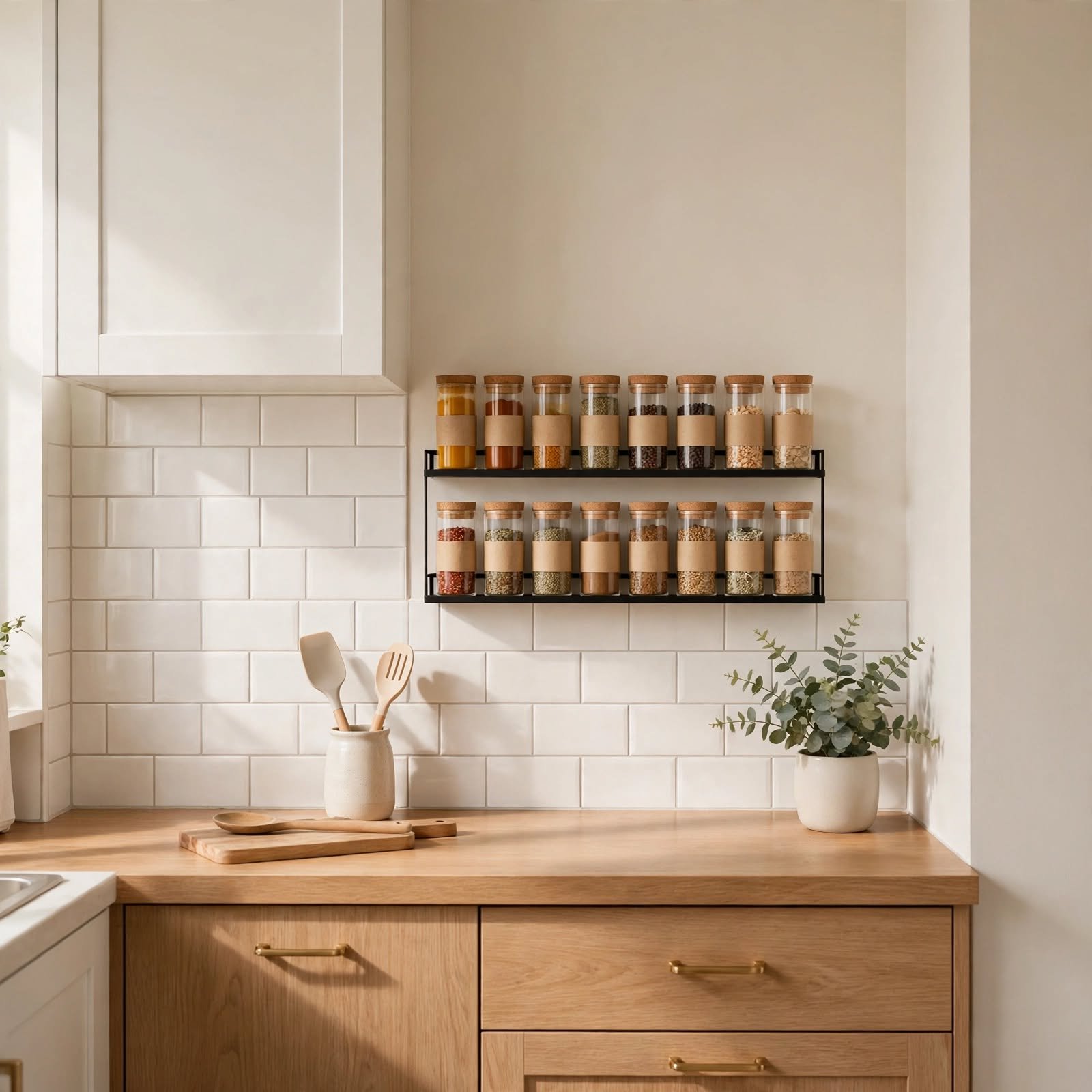 12. Wall-Mounted Spice Rack for Small Apartment Living