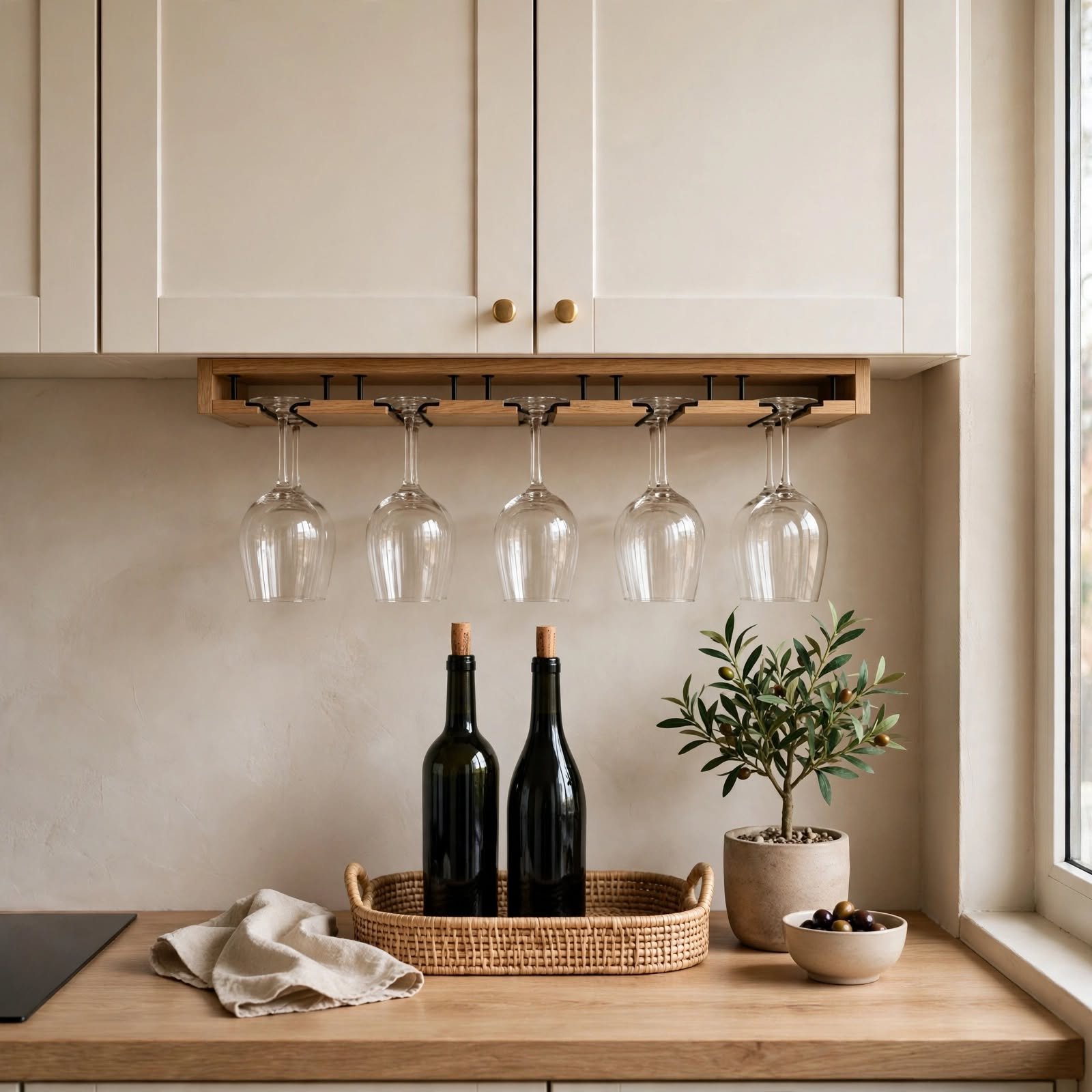 7. Wall-Mounted Wine Glass Rack for Small Apartment Ideas