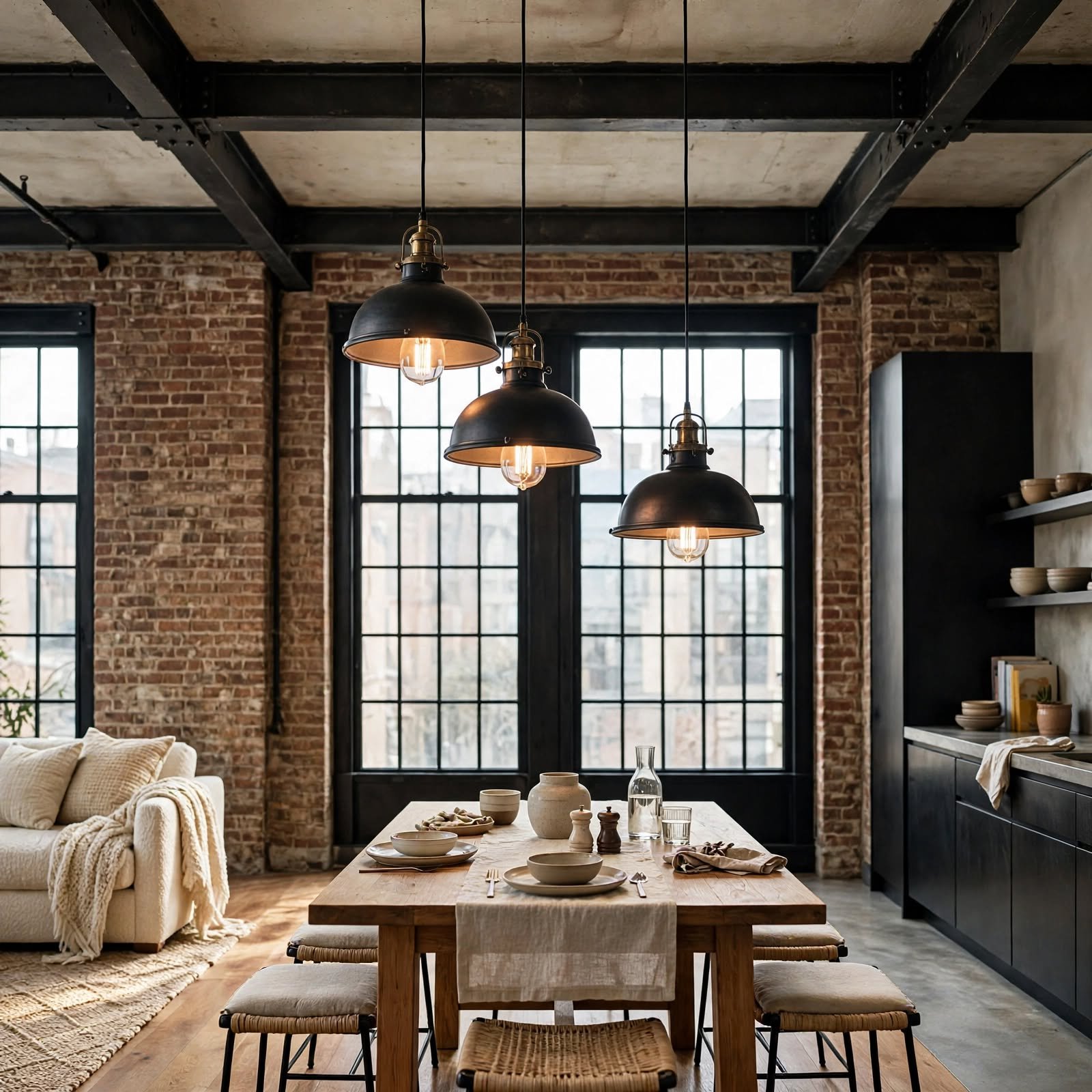 18. Warehouse-Style Pendant Cluster for Loft Apartment