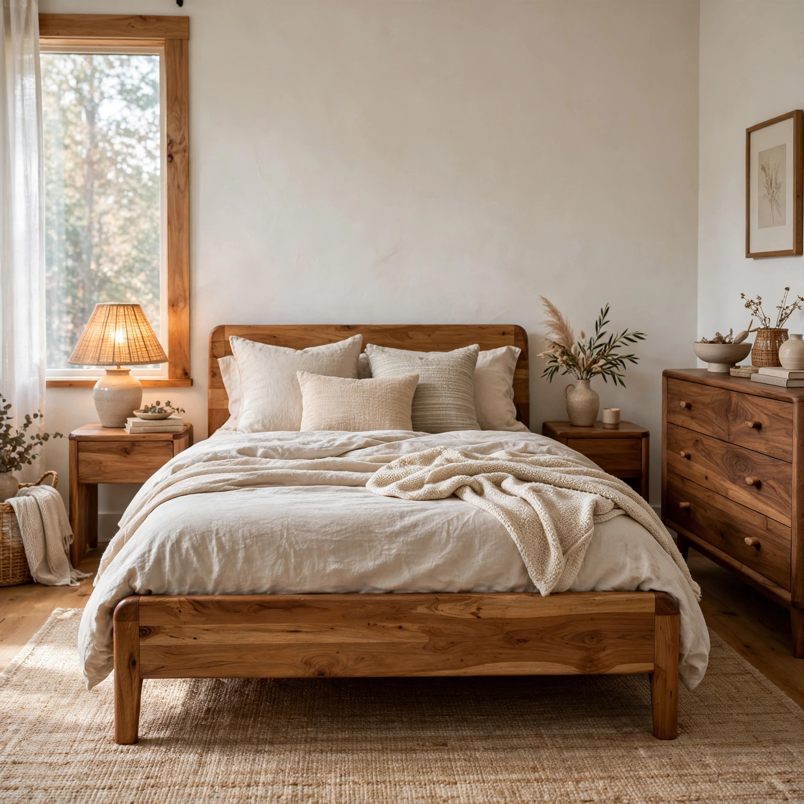 8. Warm Wood Tone Furniture for Cozy Bedroom
