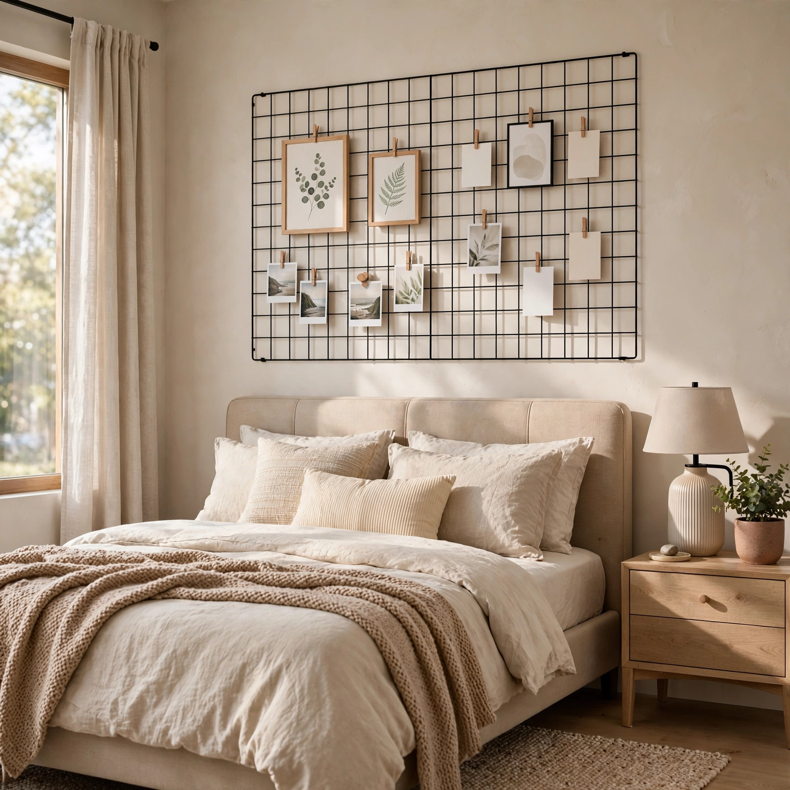 2. Wire Wall Grid for Wall Decor Bedroom
