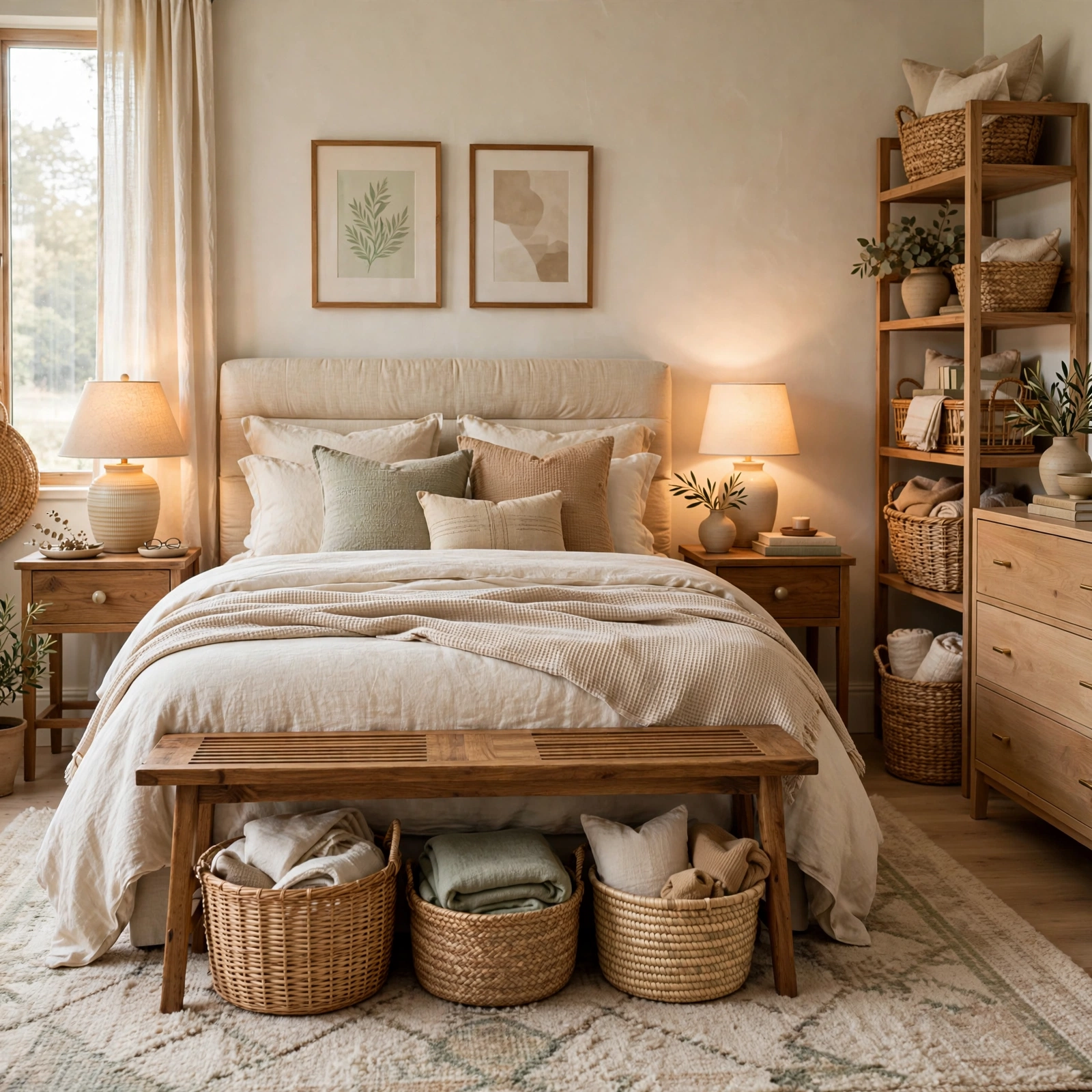 6. Woven Basket Storage for Room Decor Bedroom
