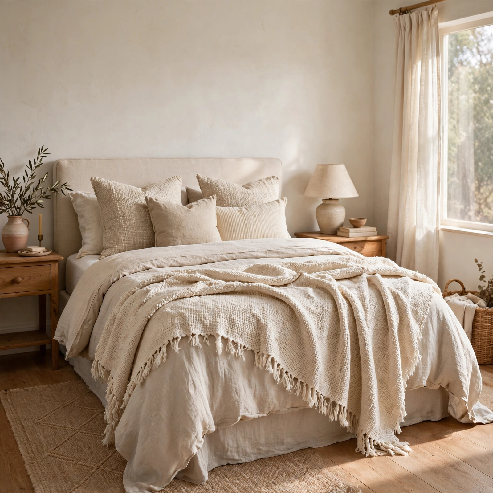 9. Woven Cotton Throw for Room Decor Ideas Bedroom