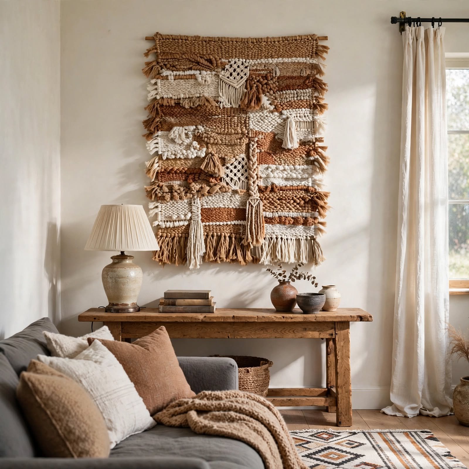 6. Woven Fiber Wall Hanging for Wall Decor