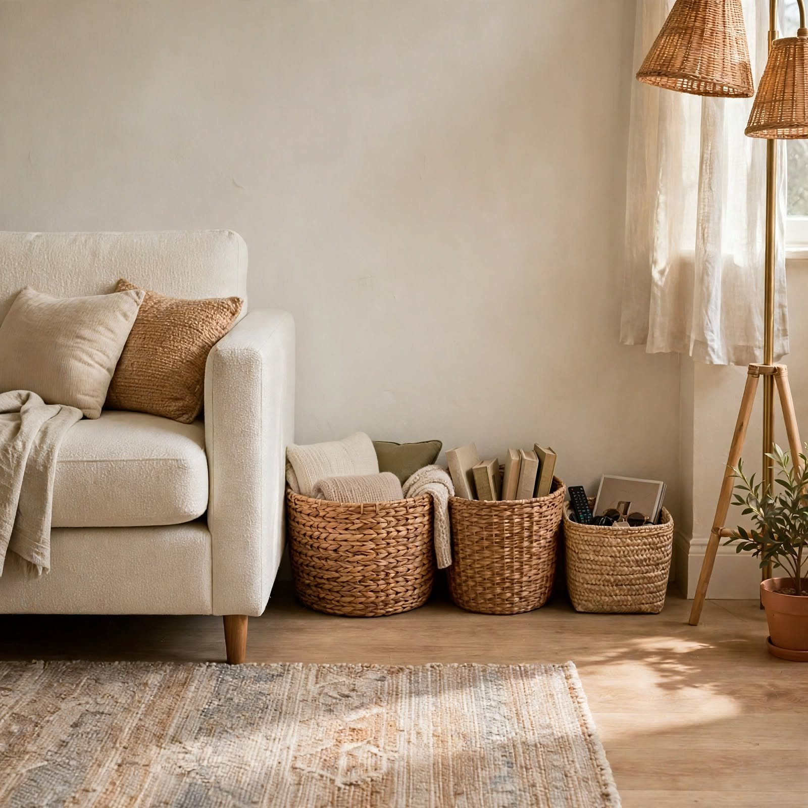 9. Woven Storage Basket Trio for Small Apartment Decorating