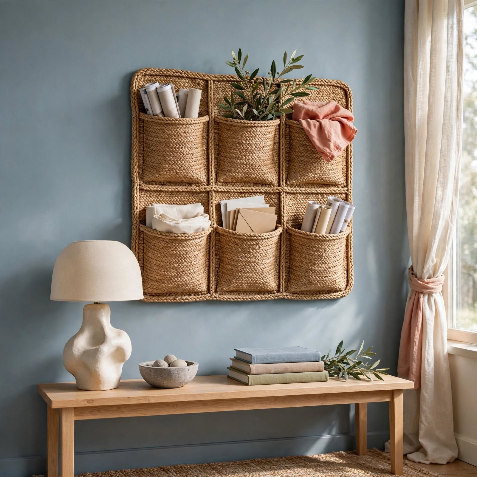 9. Woven Wall Pocket Organizer for Room Wall Decor