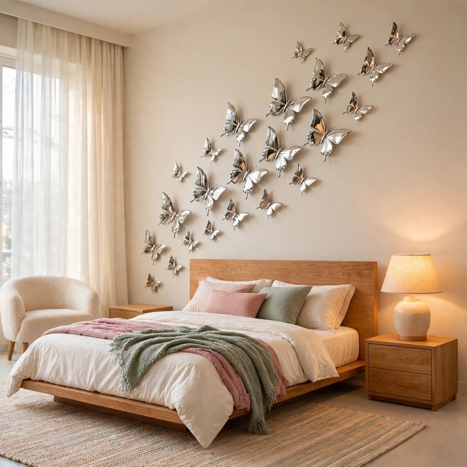 2. Y2K Chrome Butterfly Decal Cluster for Aesthetic Wall Decor