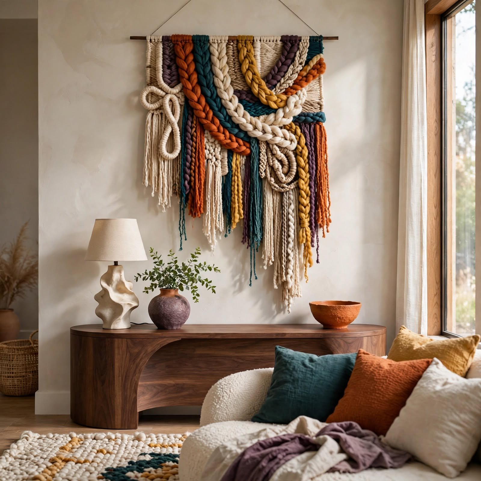11. Yarn Wrapped Wall Hanging for DIY Wall Decor