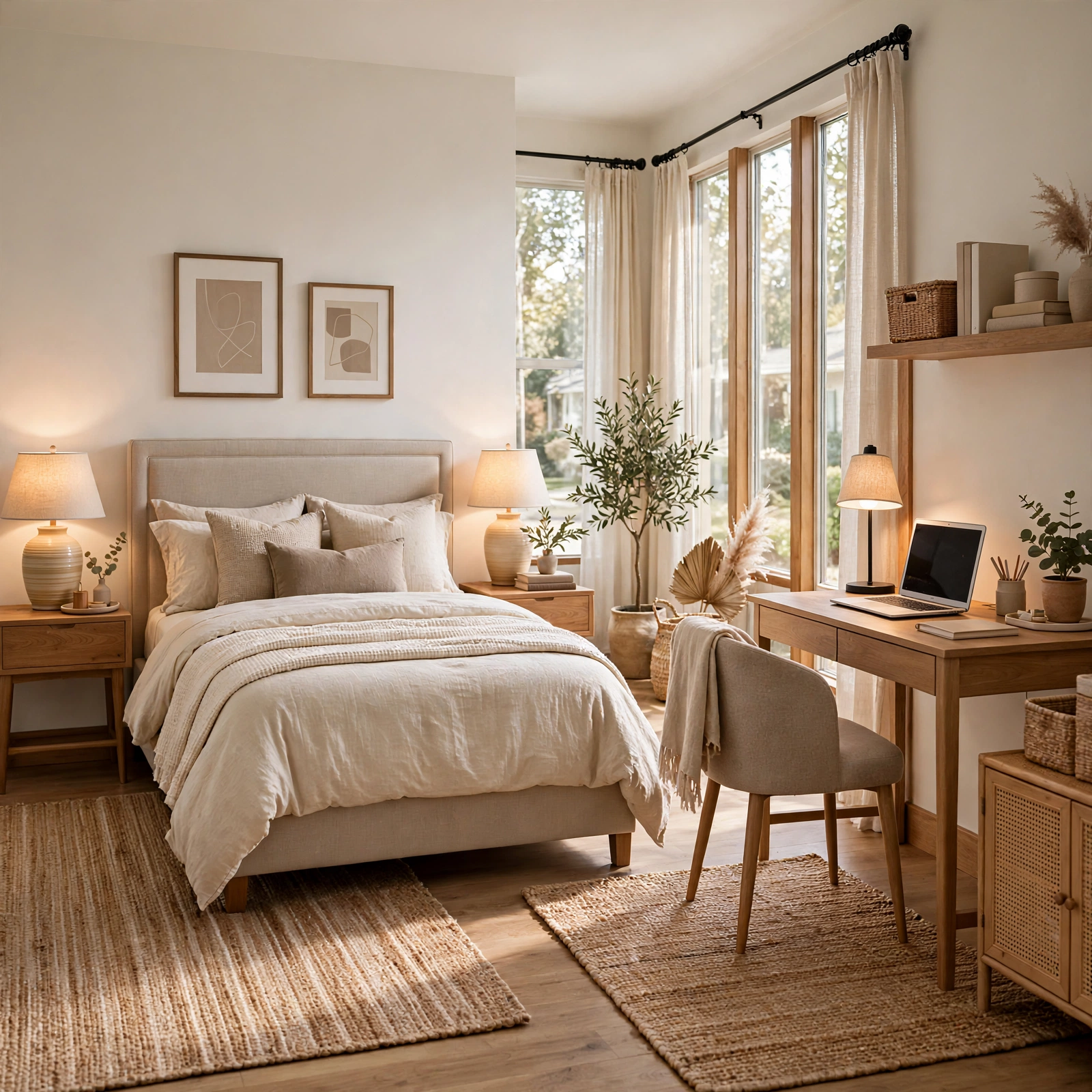 3. Zoned Sleep and Work Areas for Bedroom Design Ideas