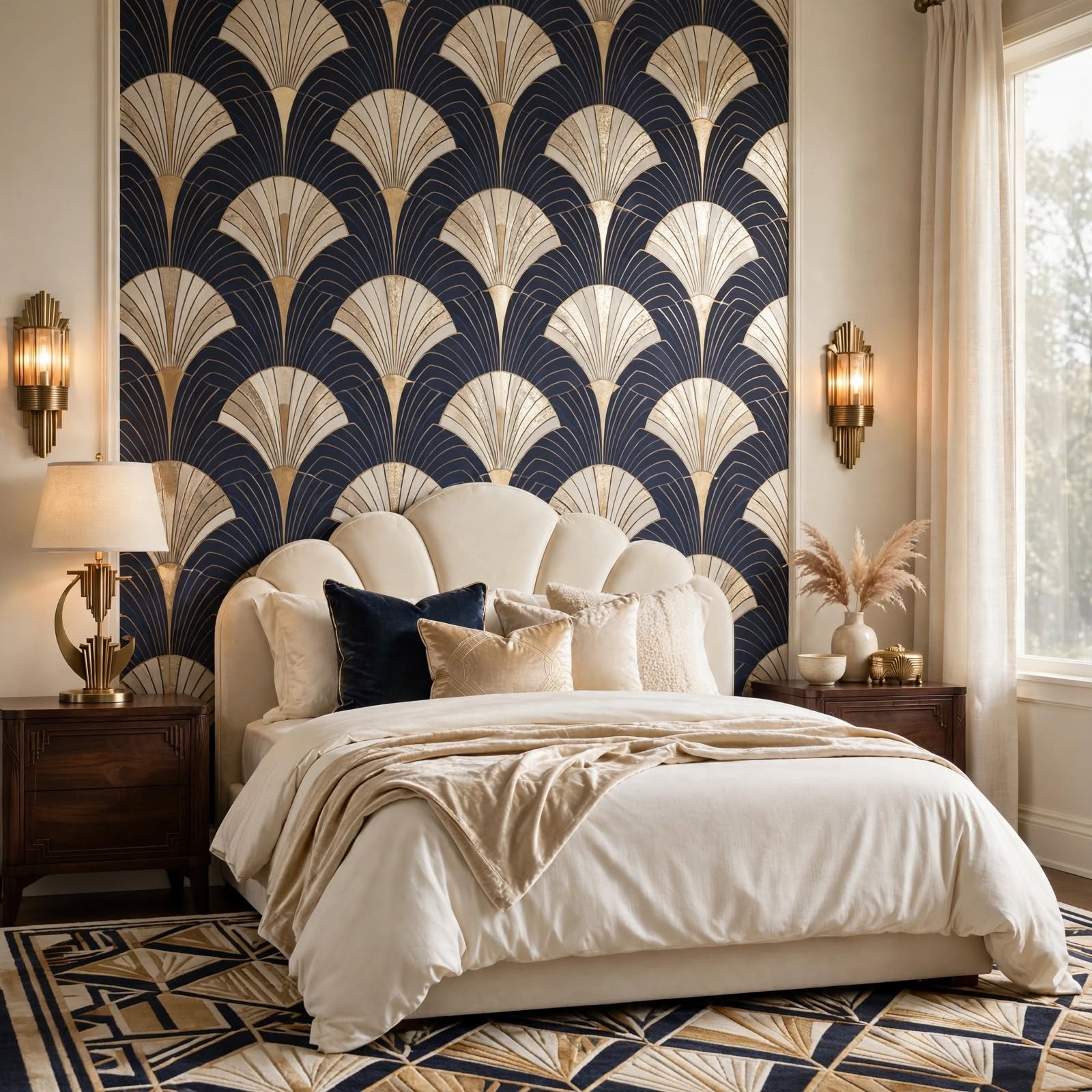 15. Art Deco Fan Motif Wallpaper for Wallpaper Ideas for Bedroom