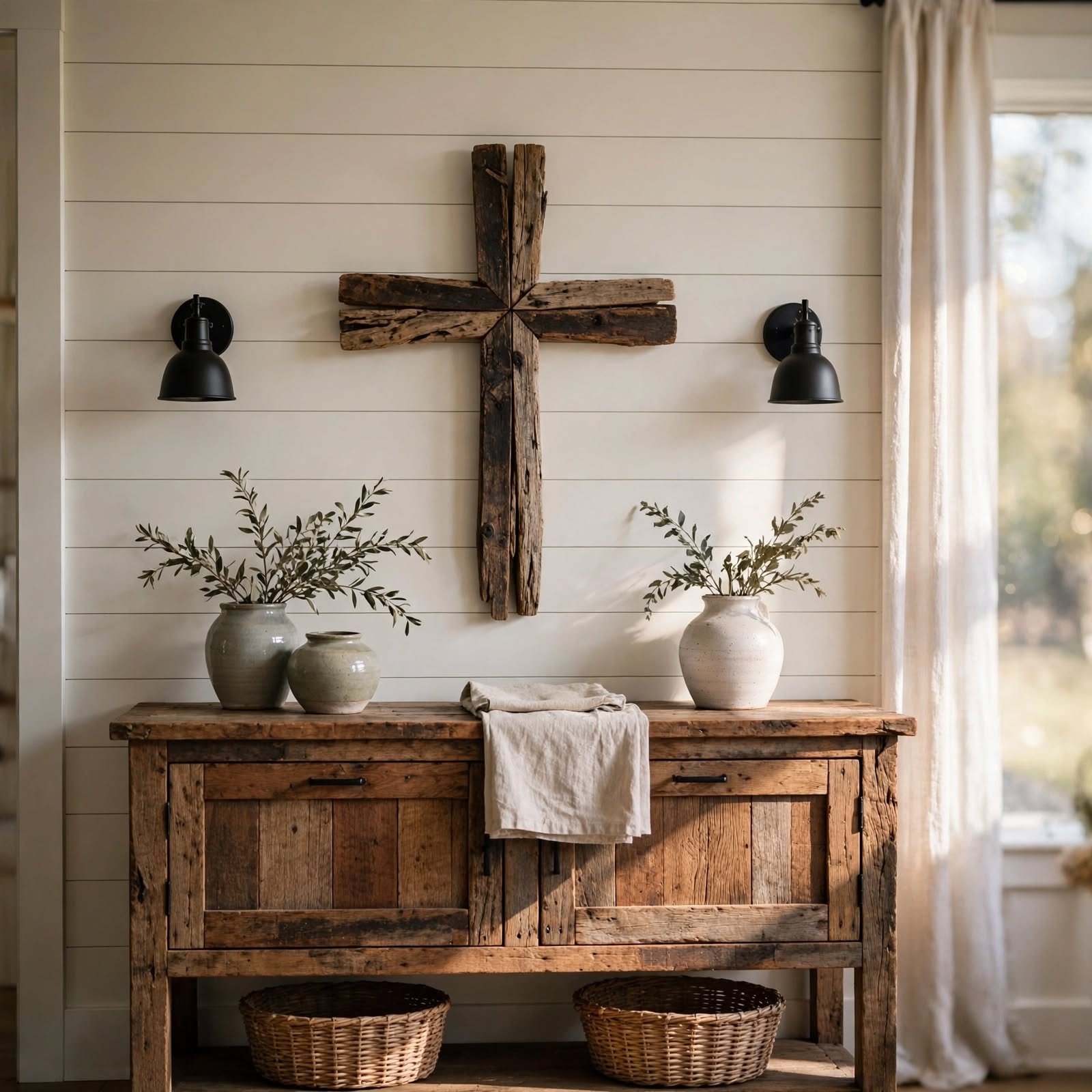 10. Barnwood Cross Accent for Wooden Wall Decor