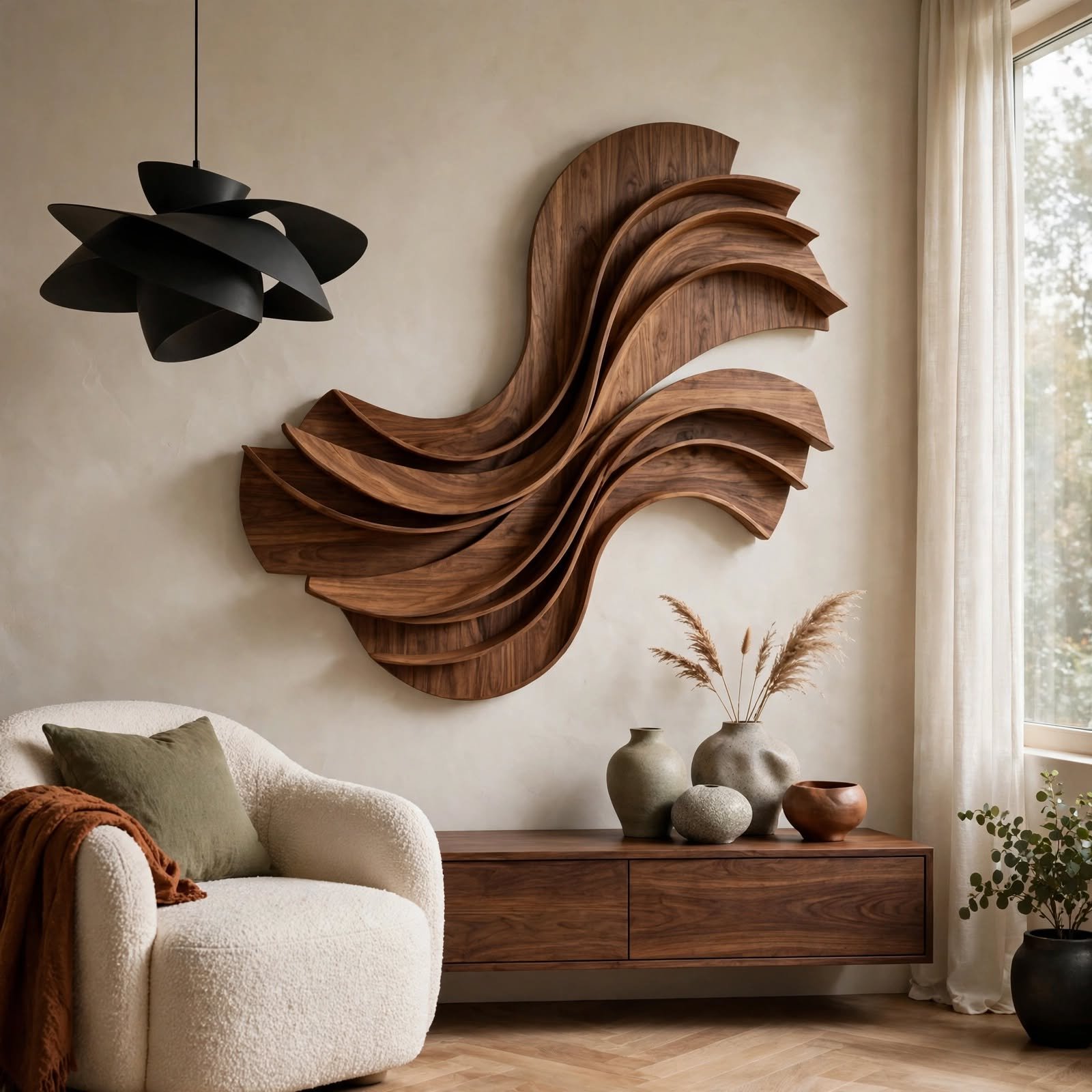 12. Bentwood Sculptural Wall Piece for Wooden Wall Decor