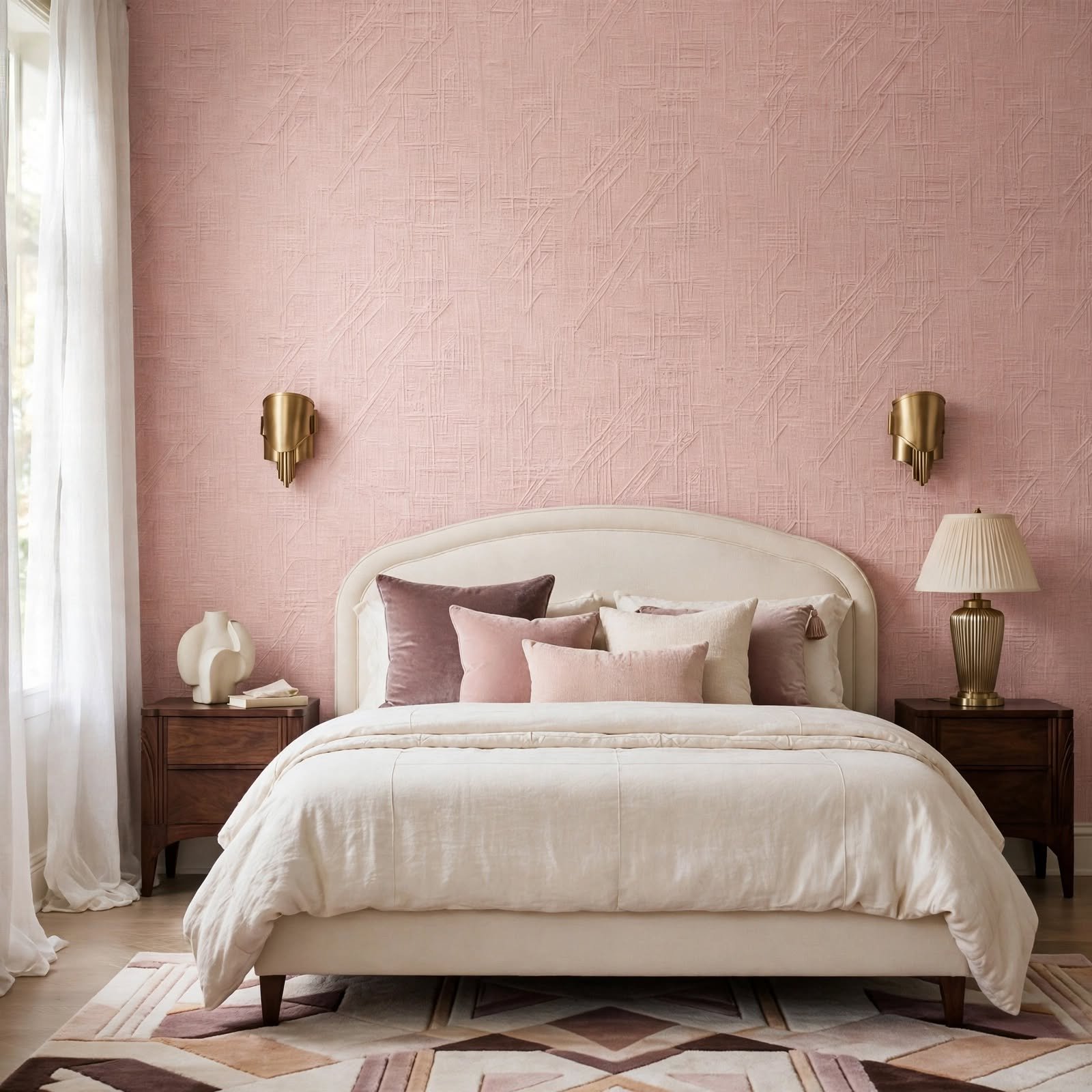2. Blush Pink Textured Wallpaper for Wallpaper Ideas for Bedroom