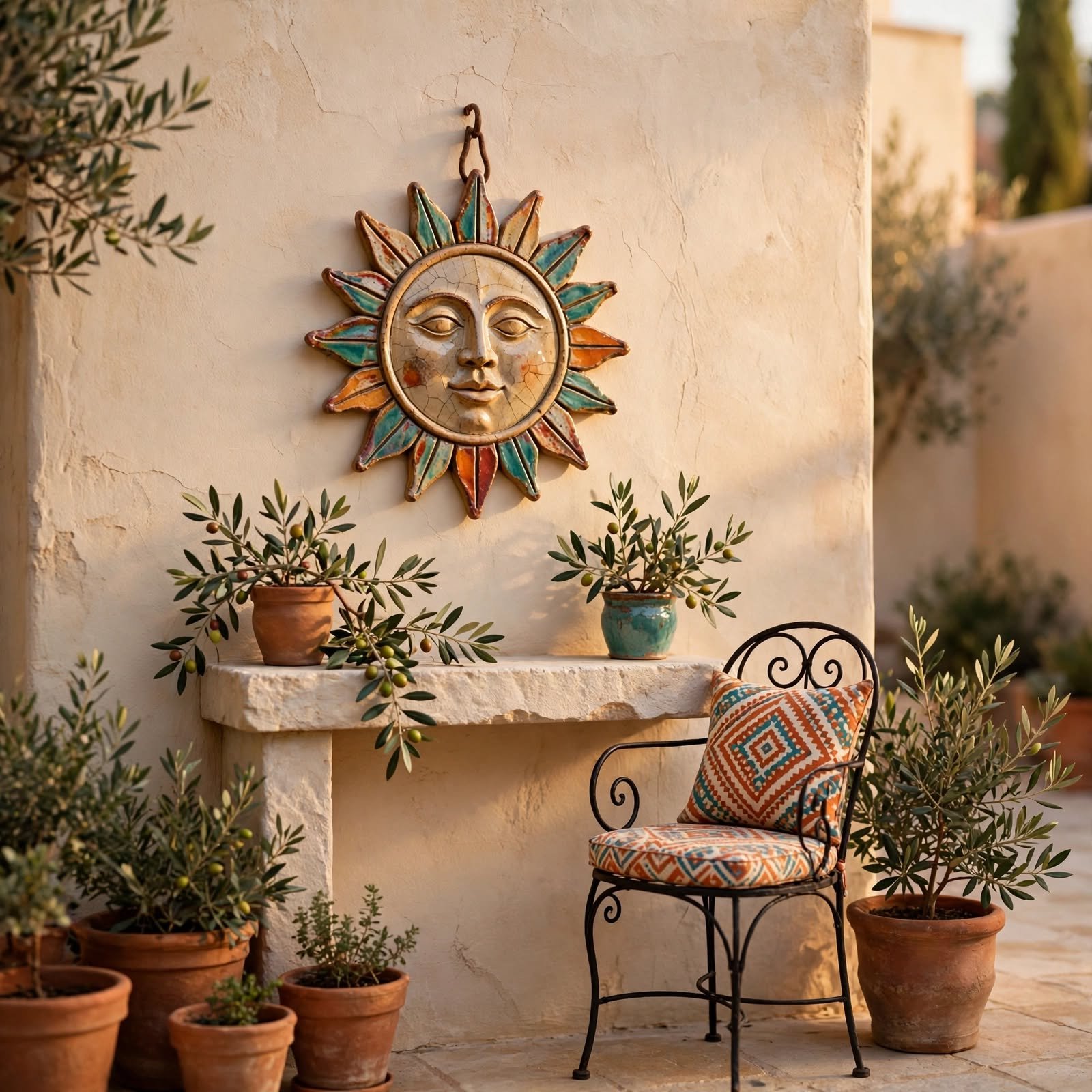 5. Ceramic Sun Face Wall Hanging for Outdoor Wall Decor