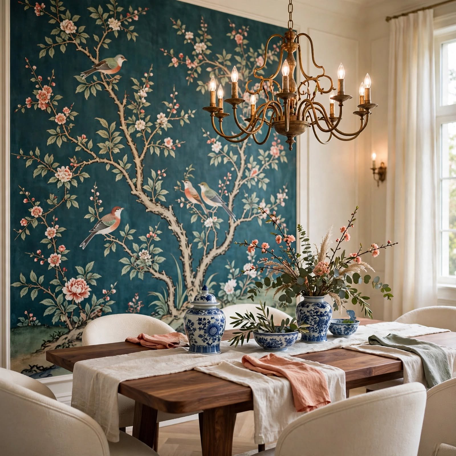 12. Chinoiserie Bird and Branch Wallpaper for Wallpaper Ideas