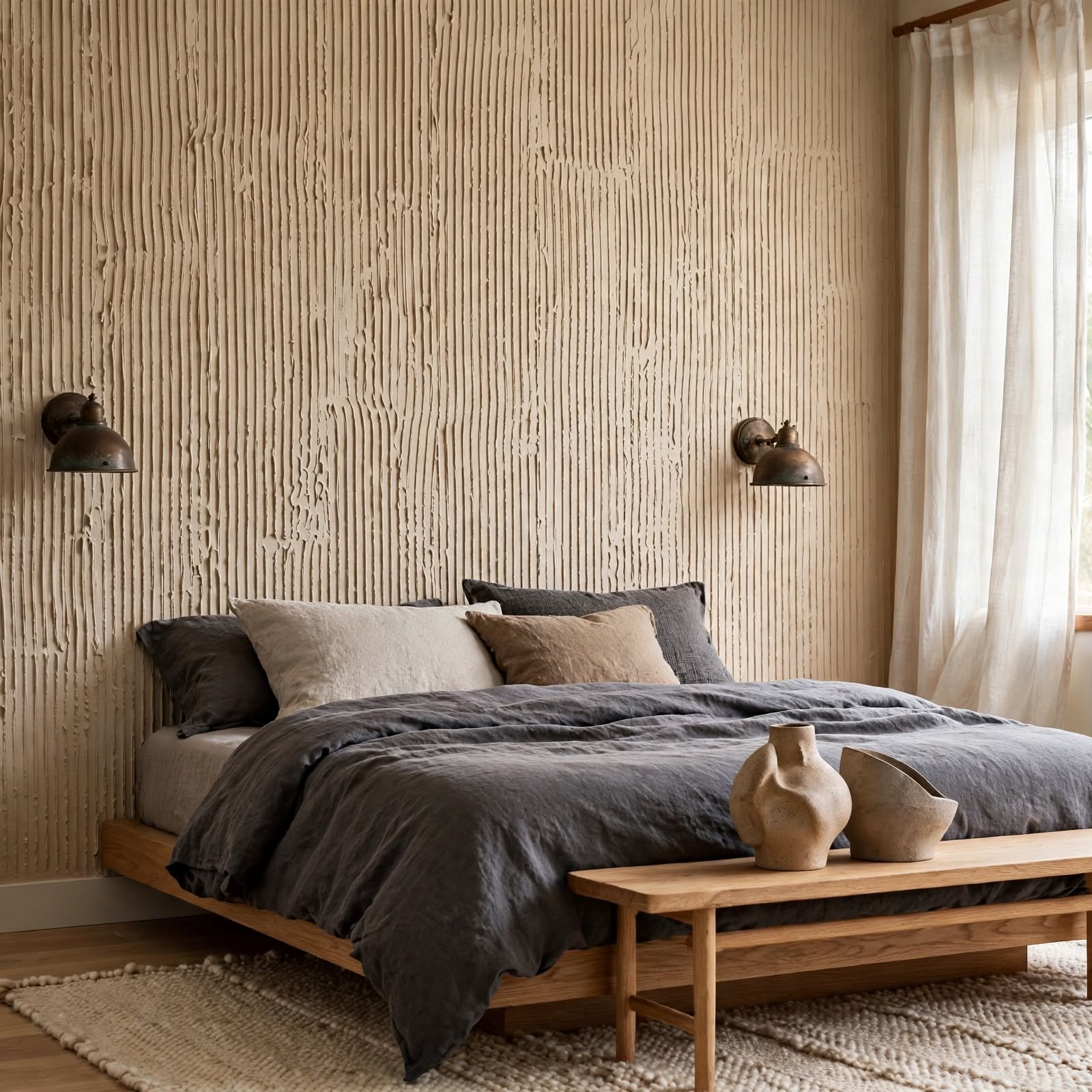12. Comb-Textured Paint Pattern Wall for DIY Wallpaper