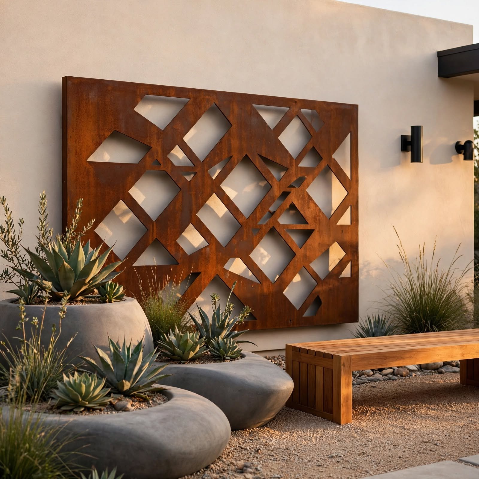 13. Corten Steel Rusted Art Panel for Outdoor Wall Decor