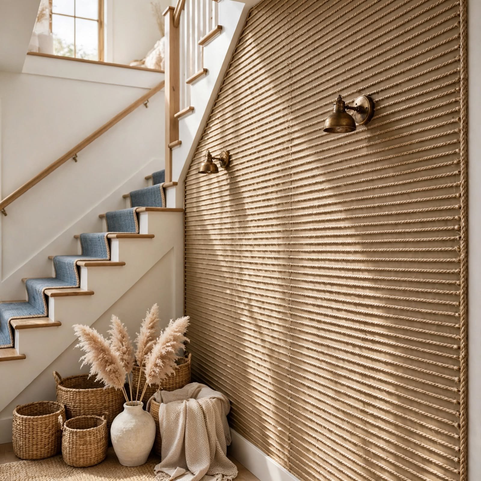 13. DIY Grasscloth Texture with Rope for DIY Wallpaper