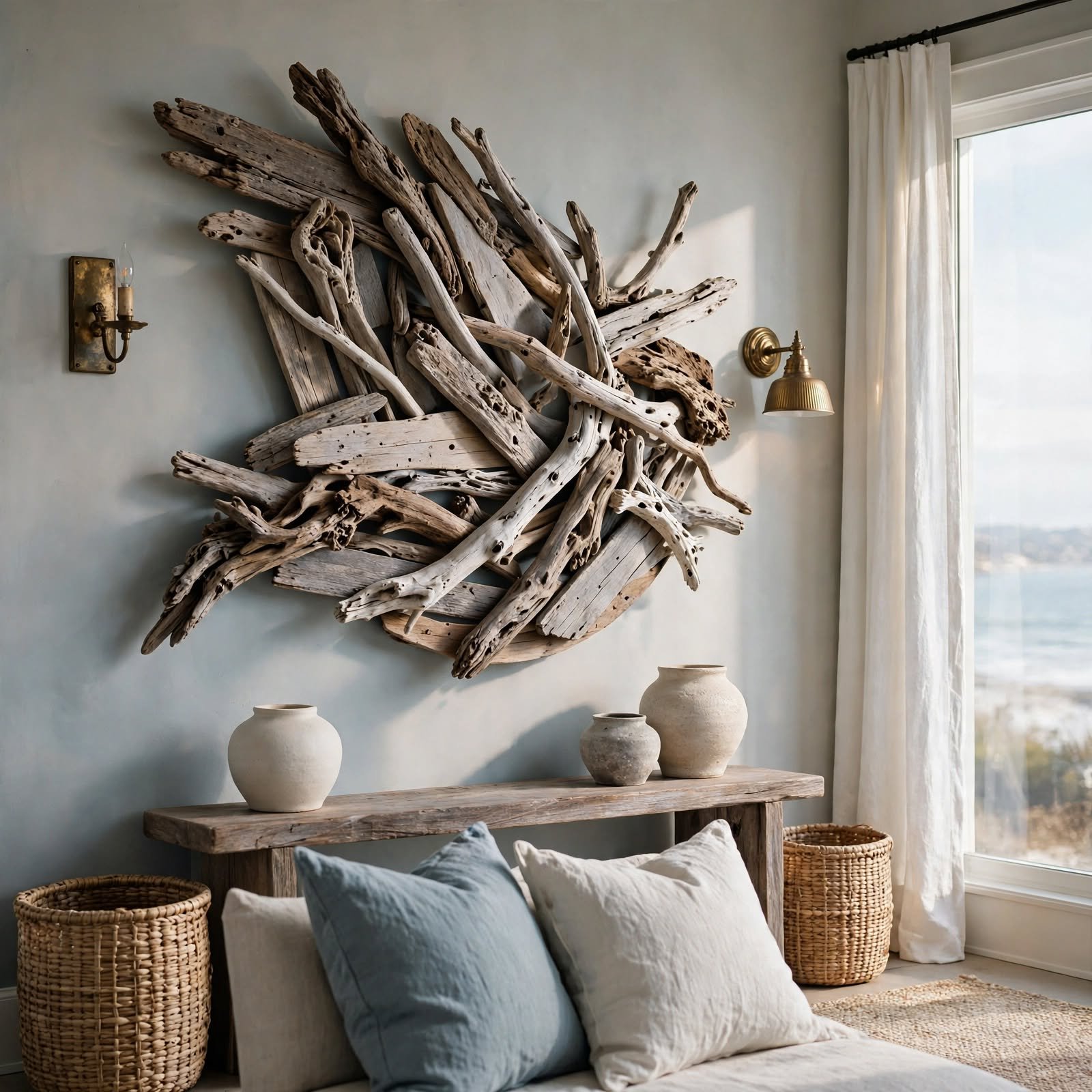 6. Driftwood Wall Collage for Wooden Wall Decor
