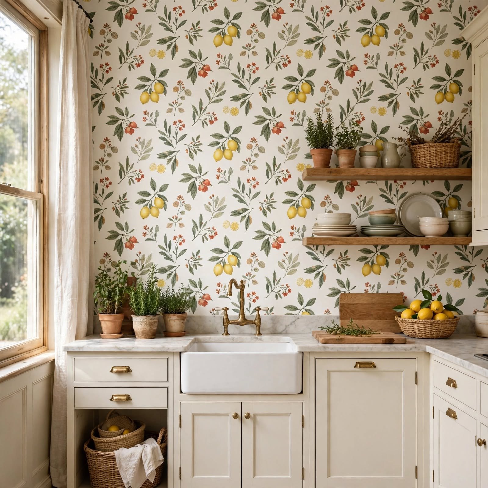 5. Fruit and Botanical Print Kitchen Wallpaper for Kitchen Wallpaper Ideas