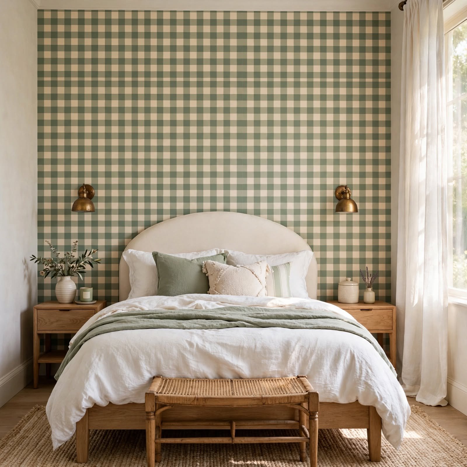 9. Gingham Check Wallpaper Bedroom for Wallpaper Ideas for Bedroom